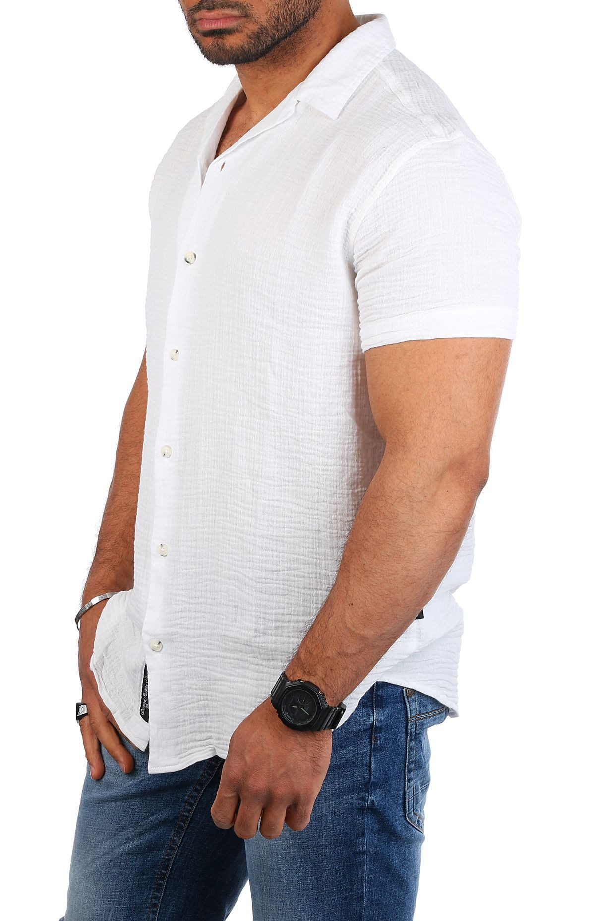 CARISMA Kurzarmhemd Carisma Herren Musselin Baumwoll Strand Hemd angenehm l günstig online kaufen