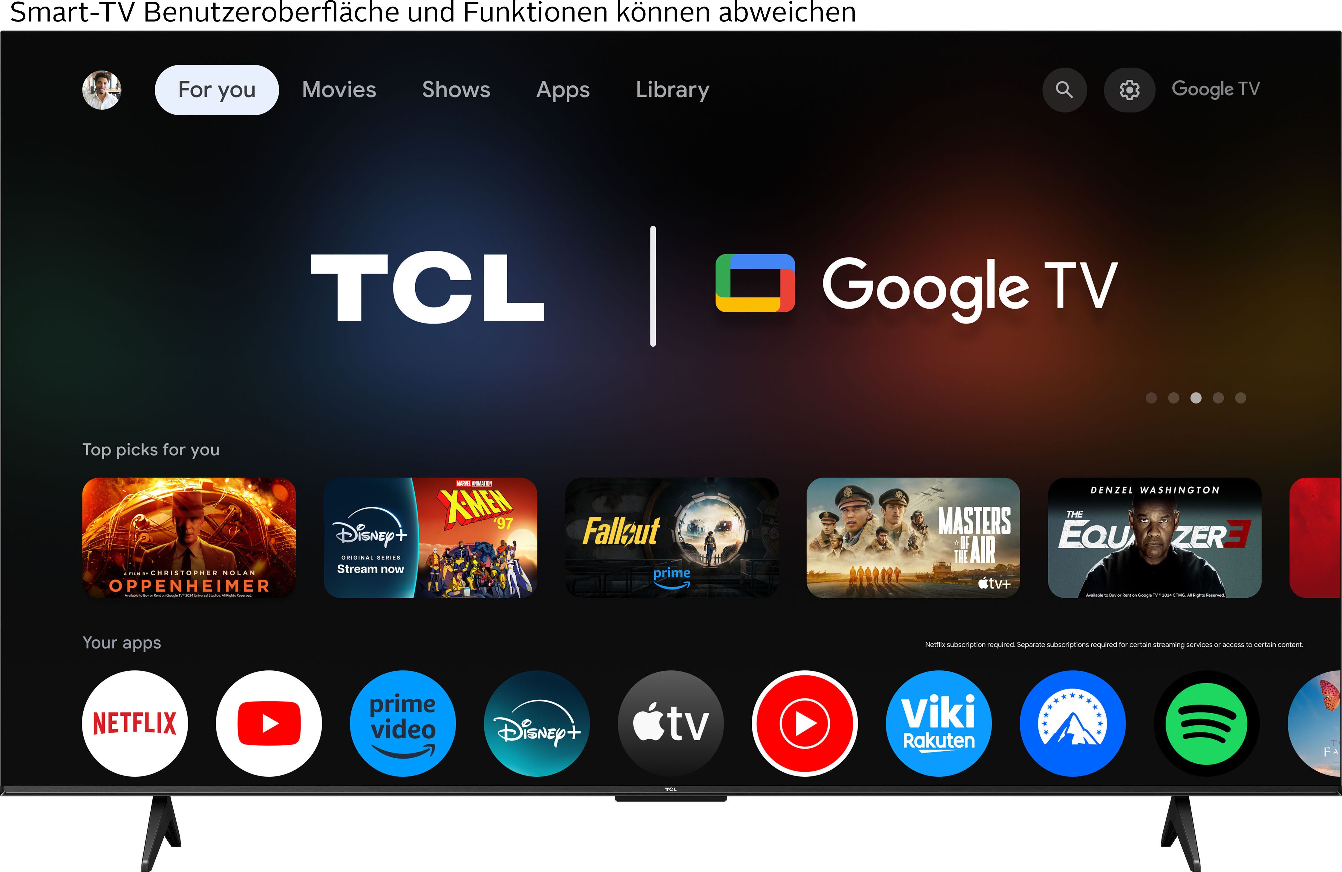 TCL 75V6CXB LED-Fernseher (189 cm/75 Zoll, 4K Ultra HD, Google TV, Smart-TV, 4K HDR, Multi-HDR, Dolby Vision, Game Master, Smart TV, Apple TV)