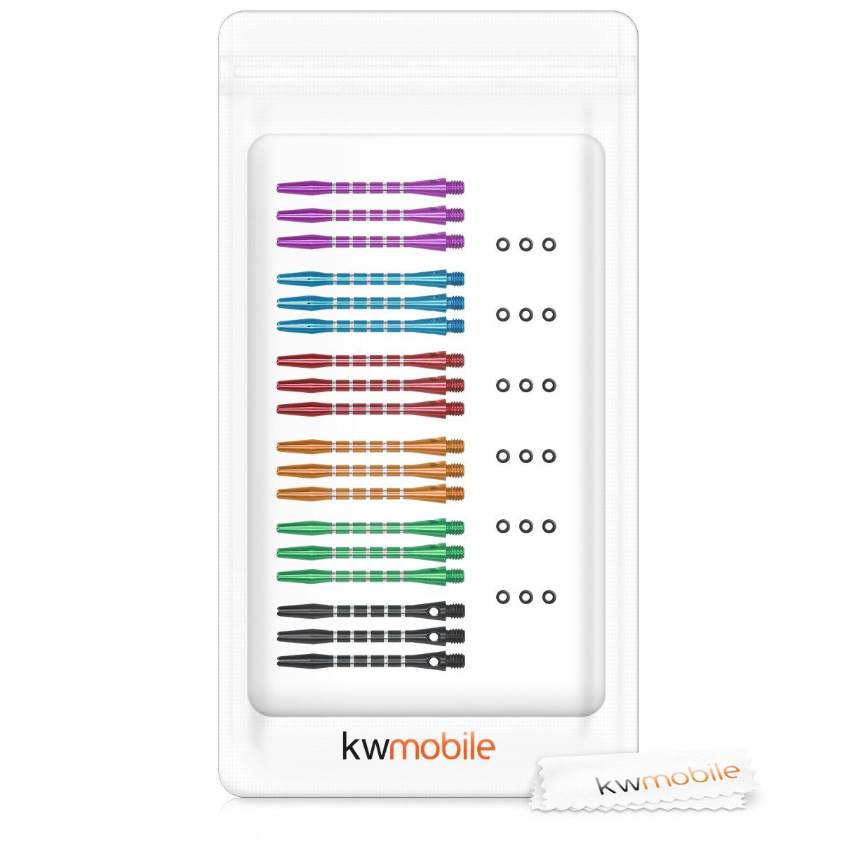 kwmobile Dartpfeil Dart Shafts Set mit Gummi Ring, aus Aluminium - 2ba Gewinde - 48mm lang Dartpfeil-Schäfte Dartschäfte