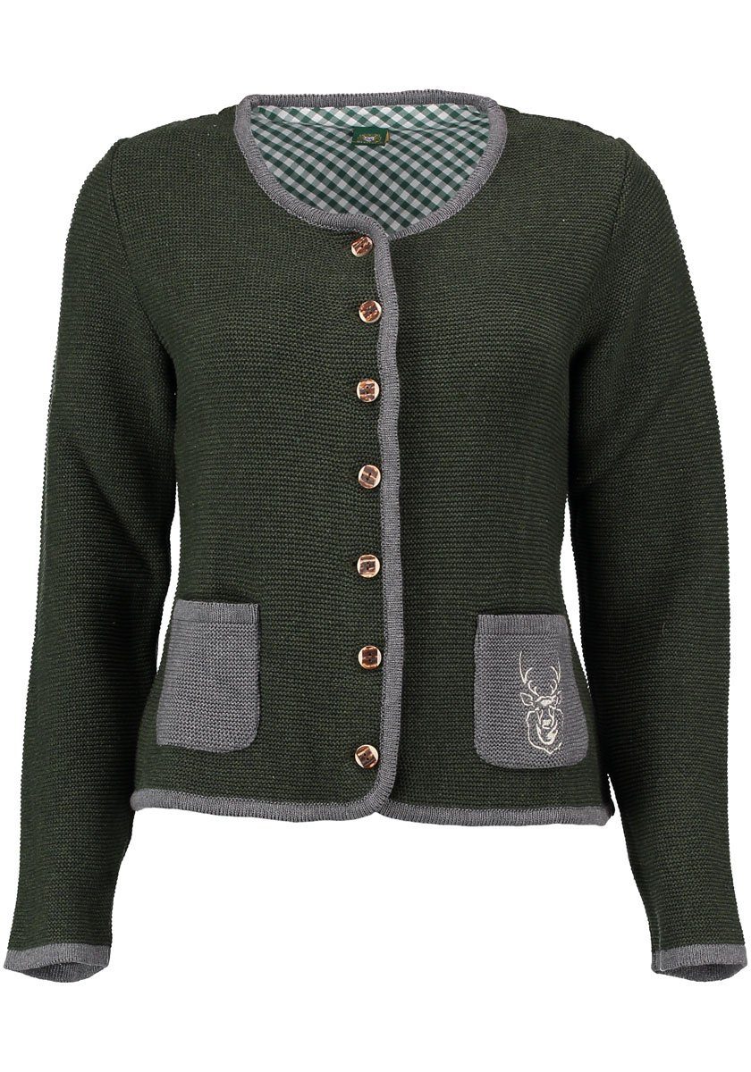 OS Trachten Strickjacke Enkeyo Trachtenjacke mit aufgesetzten Taschen, Hirs günstig online kaufen