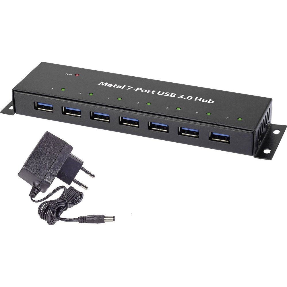 USB-Verteiler Renkforce RF-3955359 7 Port USB 3.2 Gen 1-Hub (USB 3.0) zur Wandmontag