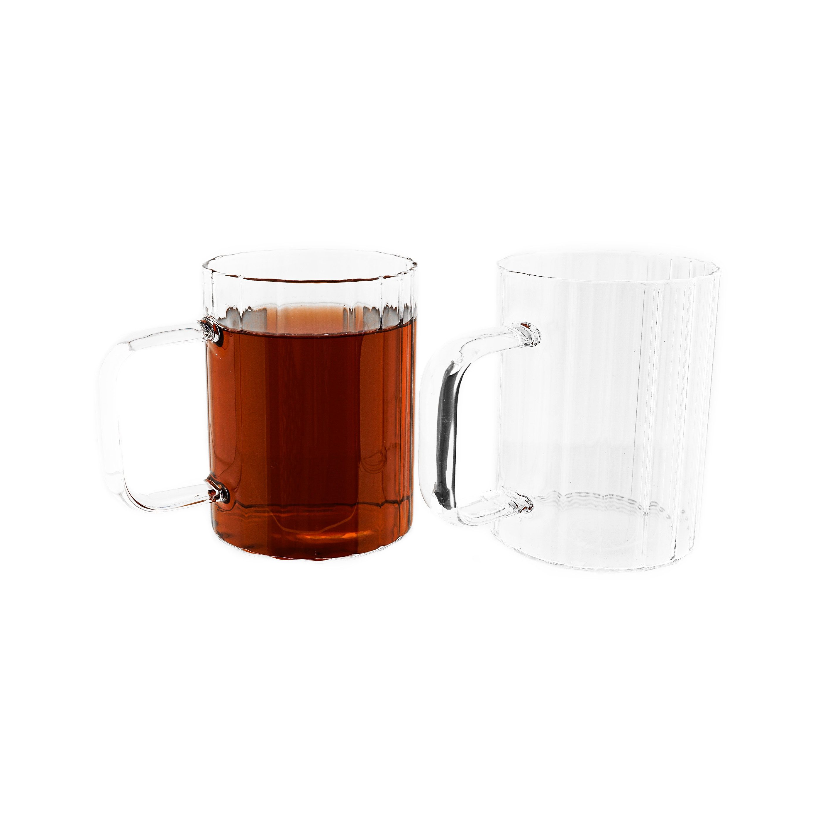 Gläser-Set Gläser-Set mit Henkel 350 ml transparent Riffle Design
