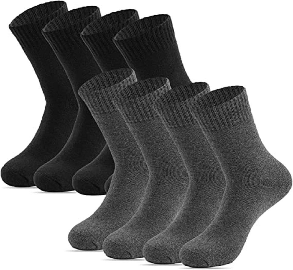 Daskoo Thermosocken 4 Paar Damen & Herren Thermo Socken Baumwolle Wintersocken Schwarz/Grau, 4-Paar, 37-41/42-46