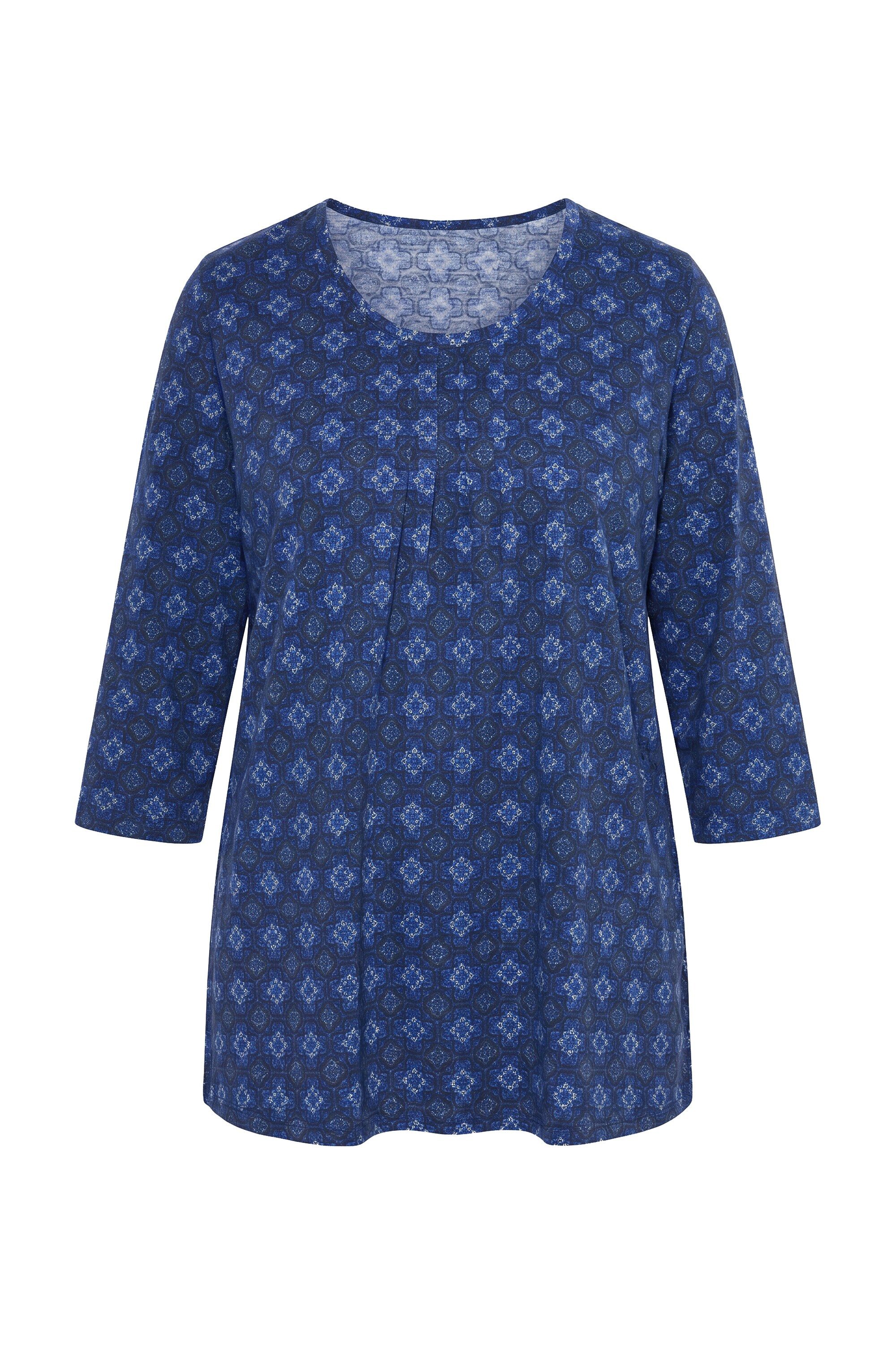 Ulla Popken Longsleeve Shirt Zierfalten A-Linie Rundhals 3/4-Arm