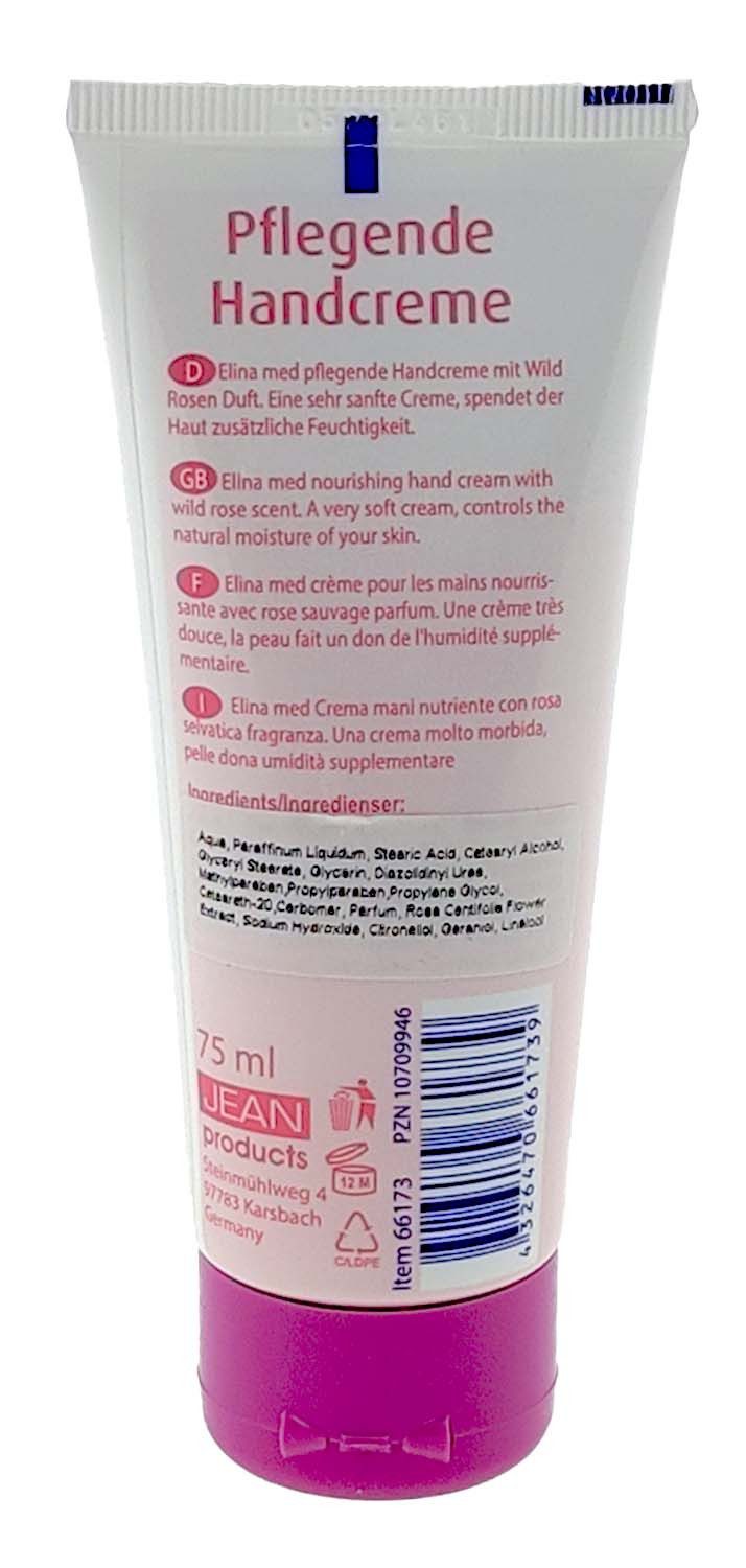 Elina Med Handcreme Wildrose Handcreme 75ml Tube, intensive Feuchtigkeit Tube, 1-tlg., Handcreme pflegend Rose reichhaltige Feuchtigkeitspflege Creme sanft n