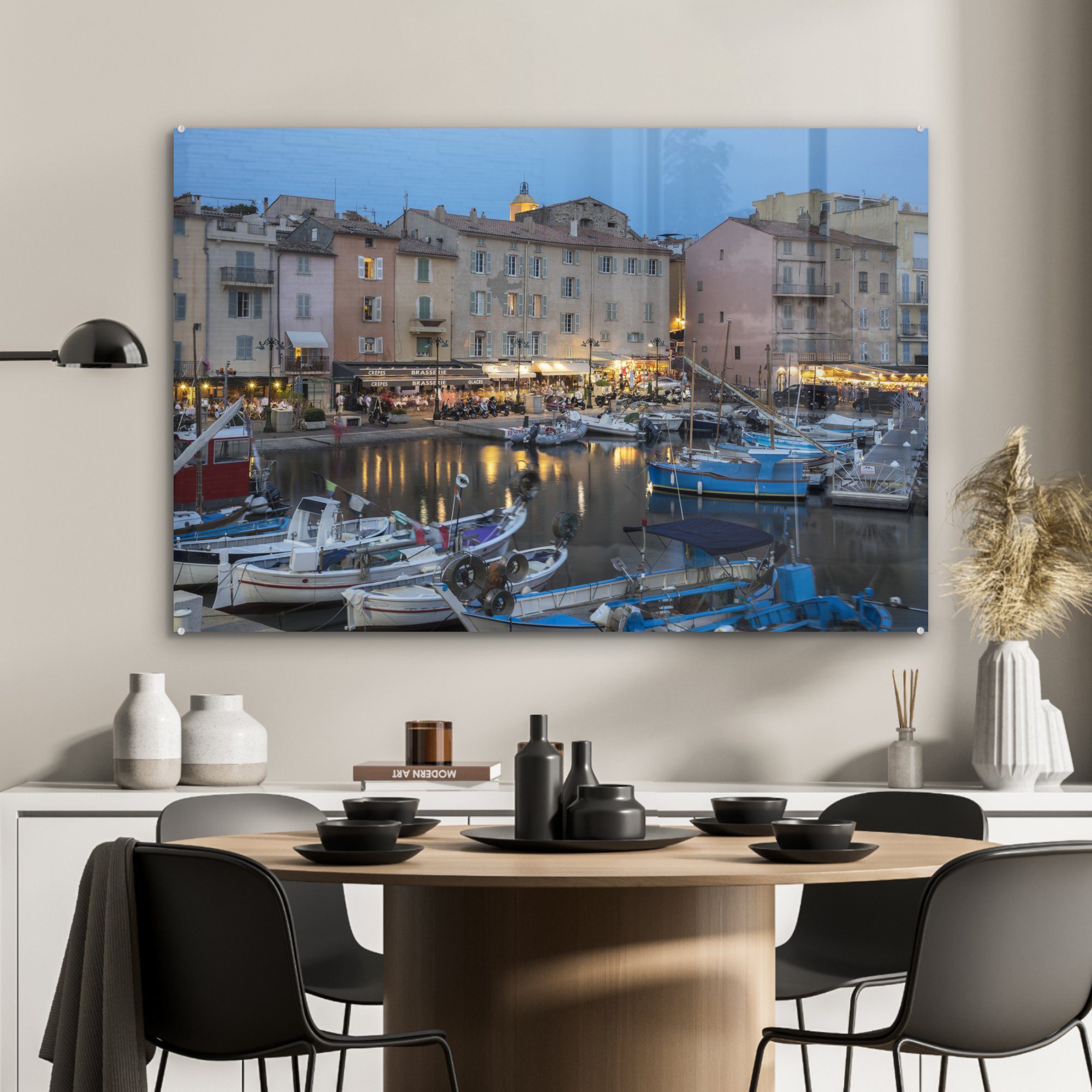 MuchoWow Acrylglasbild Der (1 Abenddämmerung St), in Acrylglasbilder Schlafzimmer Hafen in von Saint-Tropez & der Wohnzimmer Frankreich
