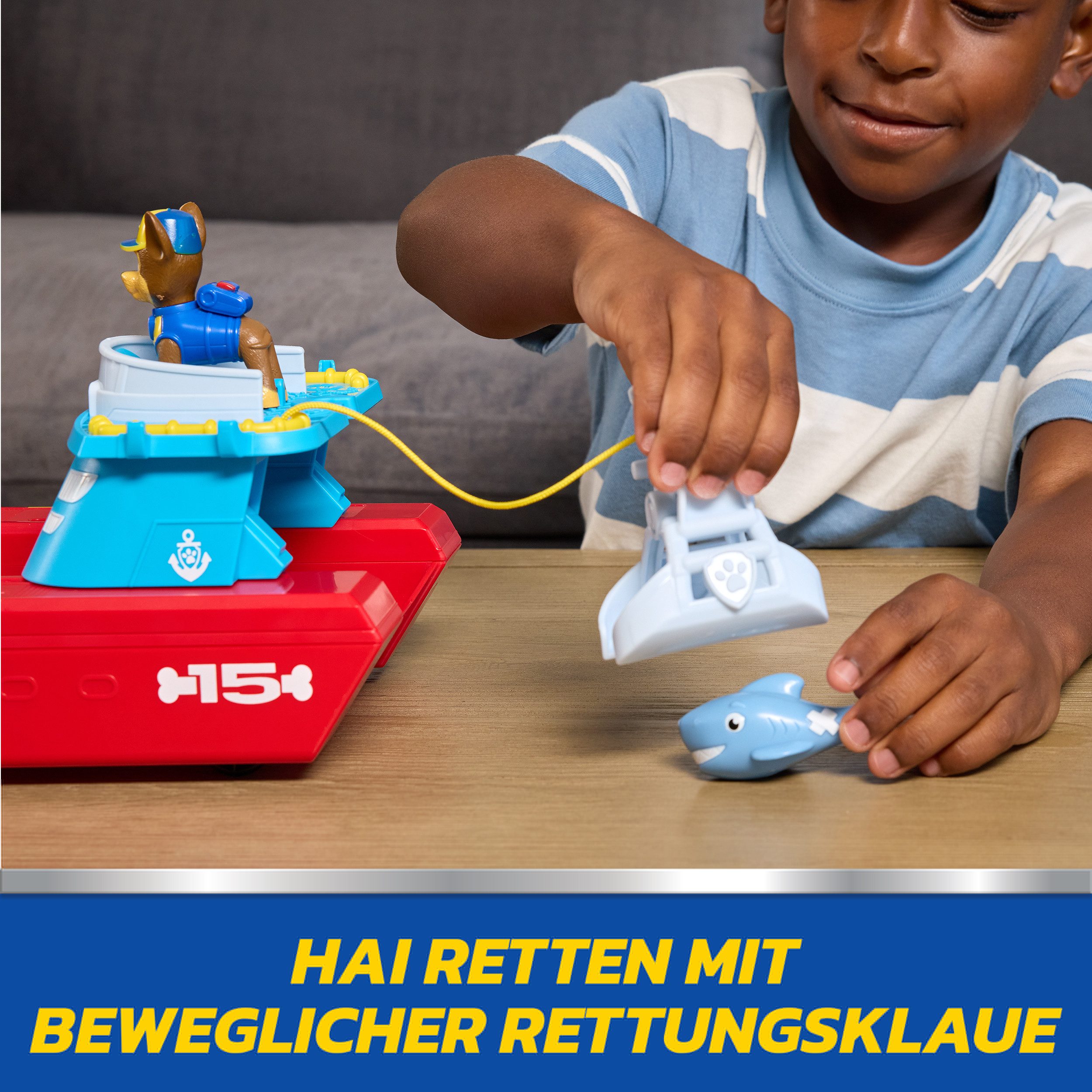 Spin Master Spielwelt PAW Patrol - Sea Patroller Rettungsboot mit Chase Figur und Hai – Bild 5 von 5