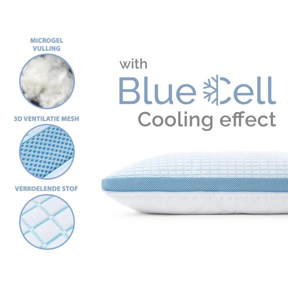 COOLING 50% Baumwolle, Gramm Sitheim-Europe, MEMORY Kissen an. Polyester-Hohlfasern, 3D Rückenschläfer, gefüllt, kühl WEIß, Das Gut FOAM Memory-Schaum-Chips Füllung: atmungsaktiv KISSEN TECH Bezug: 1500 & Bauchschläfer, BLUE Kopfkissen fühlt sich 50% Seitenschläfer, CELL