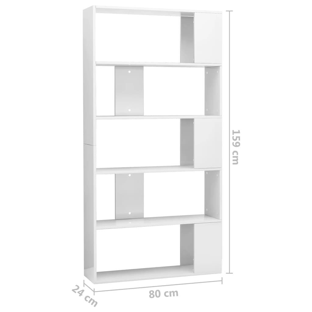 furnicato Bücherregal Bücherregal/Raumteiler Hochglanz-Weiß 80x24x159 cm