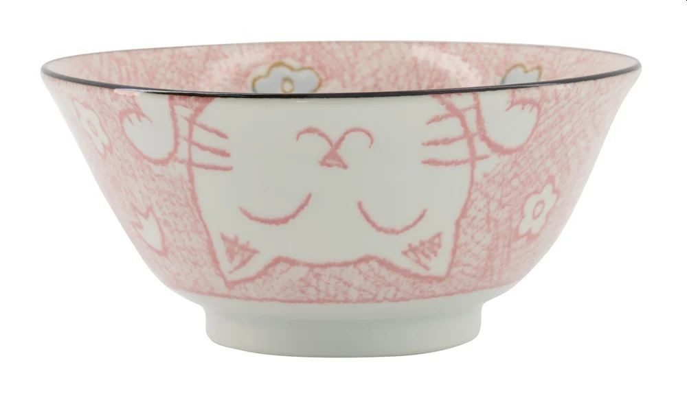 WestCraft Snackschale Tokio Japan Design Katzen Schalen Kawaii Cat Tayo Schüssel Blue & Pink, Porzellan, (1-tlg), Ramen Reis Nudel Suppen Dessert Bowl, Pink Kawaii Cat 15x7cm