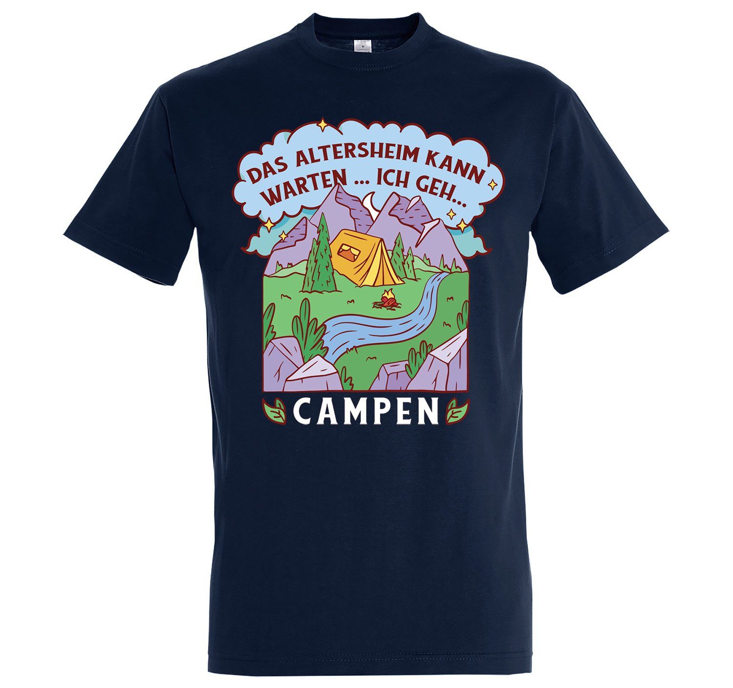 Youth Designz T-Shirt "Das Altersheim Kann Warten, Ich Geh Campen" Herren T-Shirt mit trendigem Frontprint Navyblau