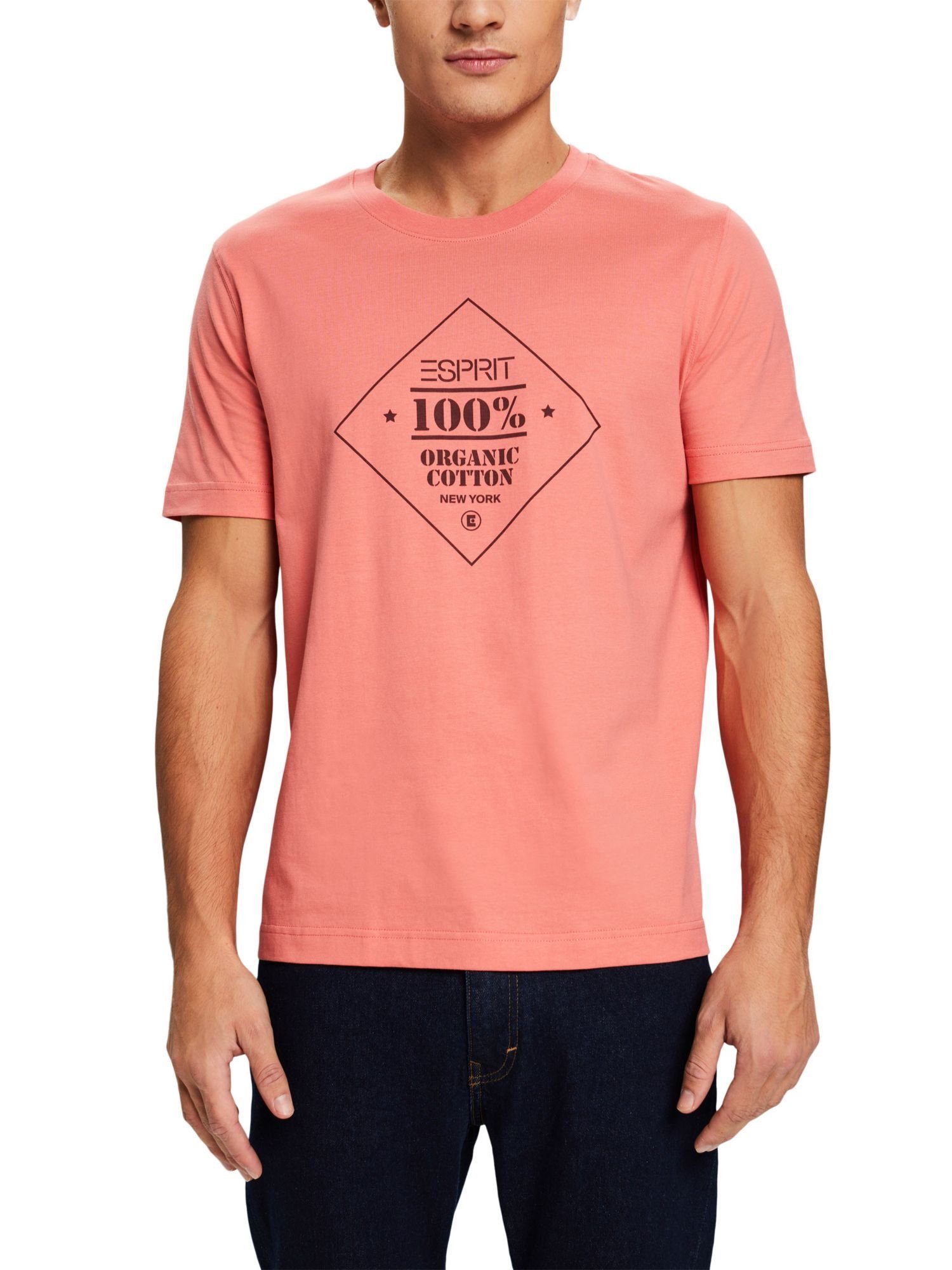 Baumwoll-T-Shirt PINK Logoprint Esprit (1-tlg) mit T-Shirt
