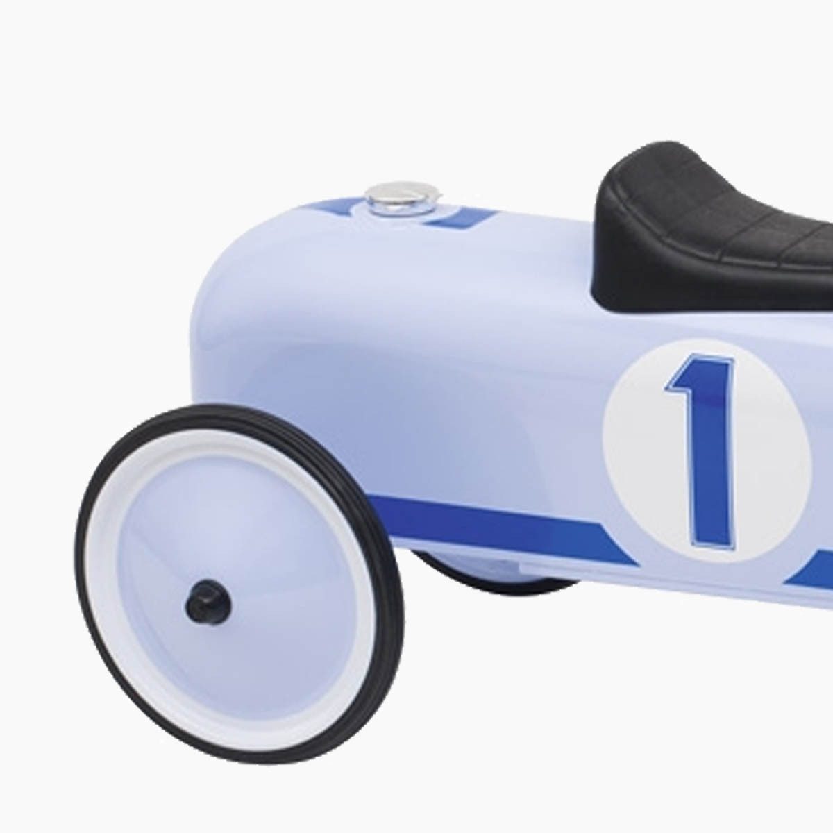 goki Rutscherauto Rutscherfahrzeug blau, (packung, 1-tlg., unmontiert), Durch die Gummireifen sehr geräuscharm.