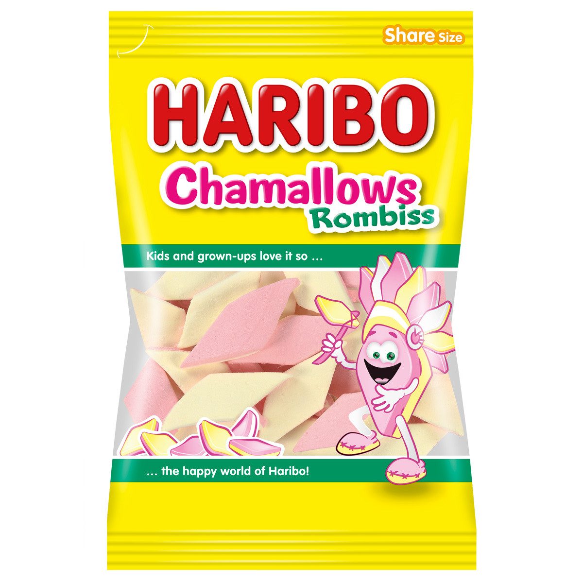 HARIBO Süßigkeit, Haribo Chamallows Rombiss Rauten mit Vanille Erdbeergeschmack 225g