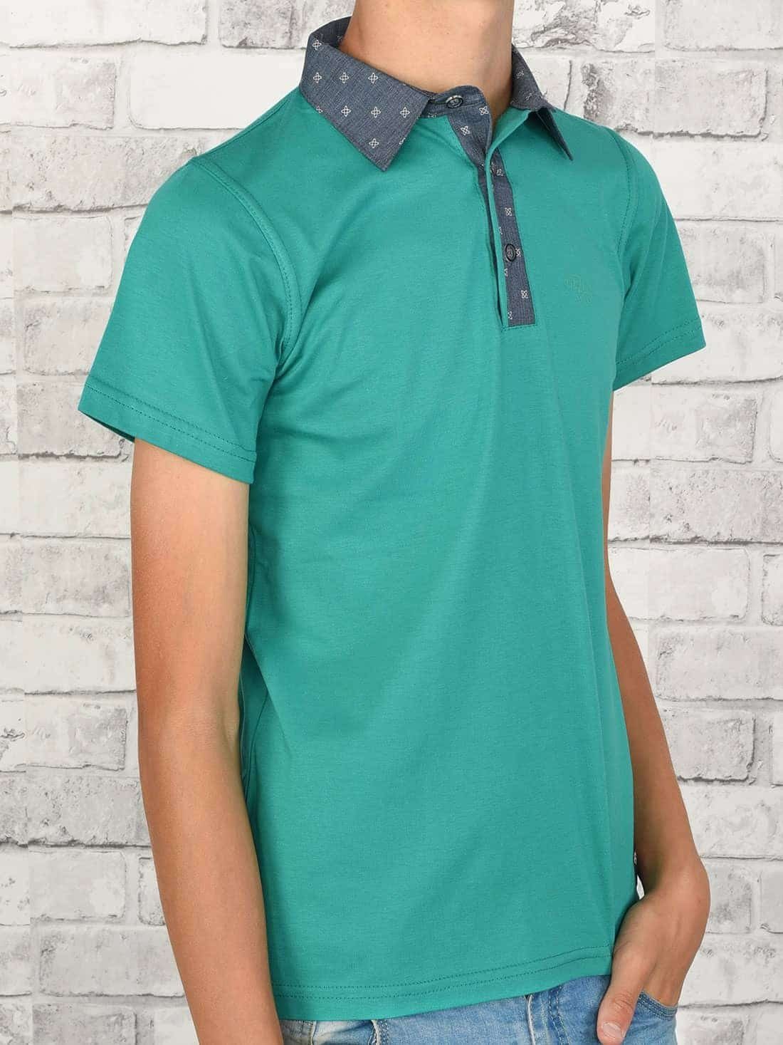 mit Casual Kurzarmshirt Shirt Grün BEZLIT (1-tlg) Kontrastfarben Polo Jungen