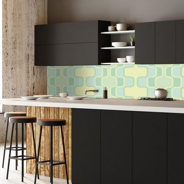 wandmotiv24 Küchenrückwand Retromuster Pastellgrün Muster, (1-tlg), Premium Hartschaum Nischenrückwand in versch. Größen
