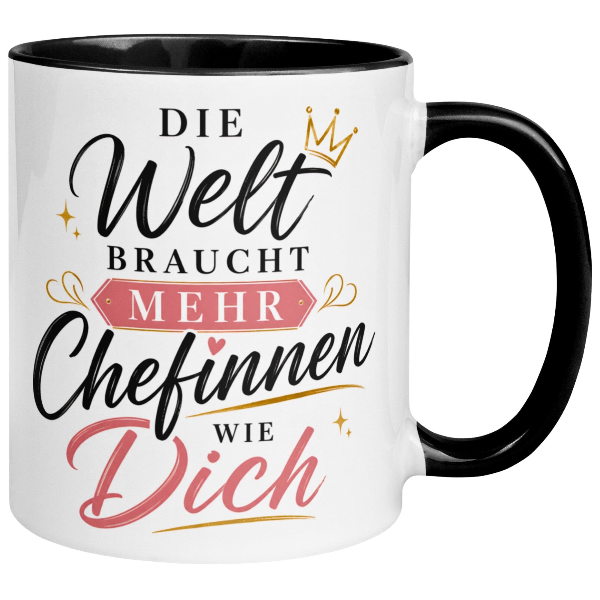 Momentals Tasse Chefin – „Die Welt braucht mehr Chefinnen wie Dich“ – Geschenk Becher, Gratis Versand · Links-&Rechtshänder · Spülmaschinenfest