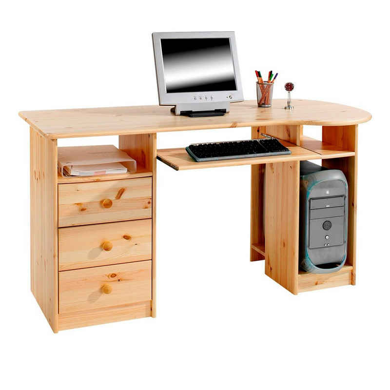 IDIMEX Schreibtisch BOB, Schreibtisch Computertisch PC-Schreibtisch, Kiefer massiv natur lackie