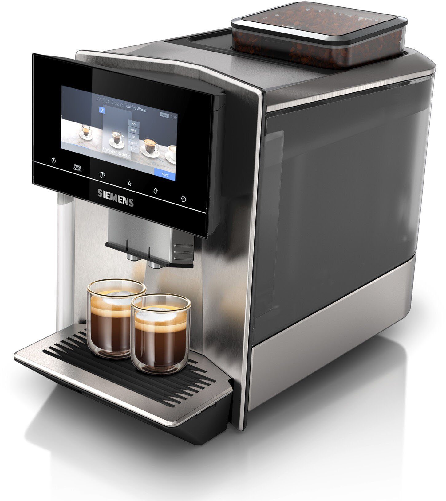 SIEMENS Kaffeevollautomat EQ900 TQ903D43, intuitives 6,8" TFT-Display, Geräuschreduzierung, App-Steuerung, Barista-Modus, AromaSelect, 3 Profile, edelstahl – Bild 4 von 5