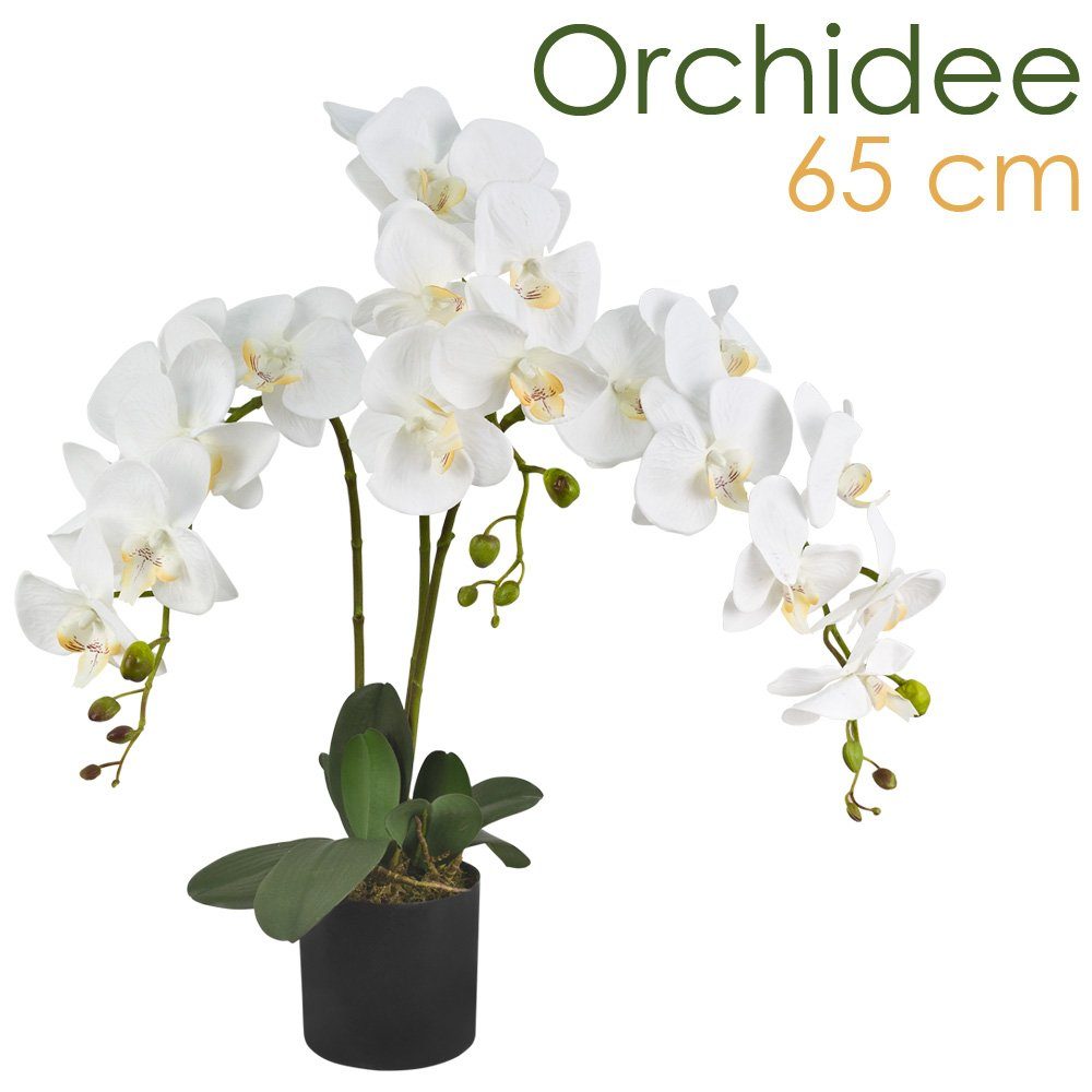 Kunstorchidee Künstliche Orchidee Kunstpflanze Pflanze Kunstblume Weiß Topf günstig online kaufen