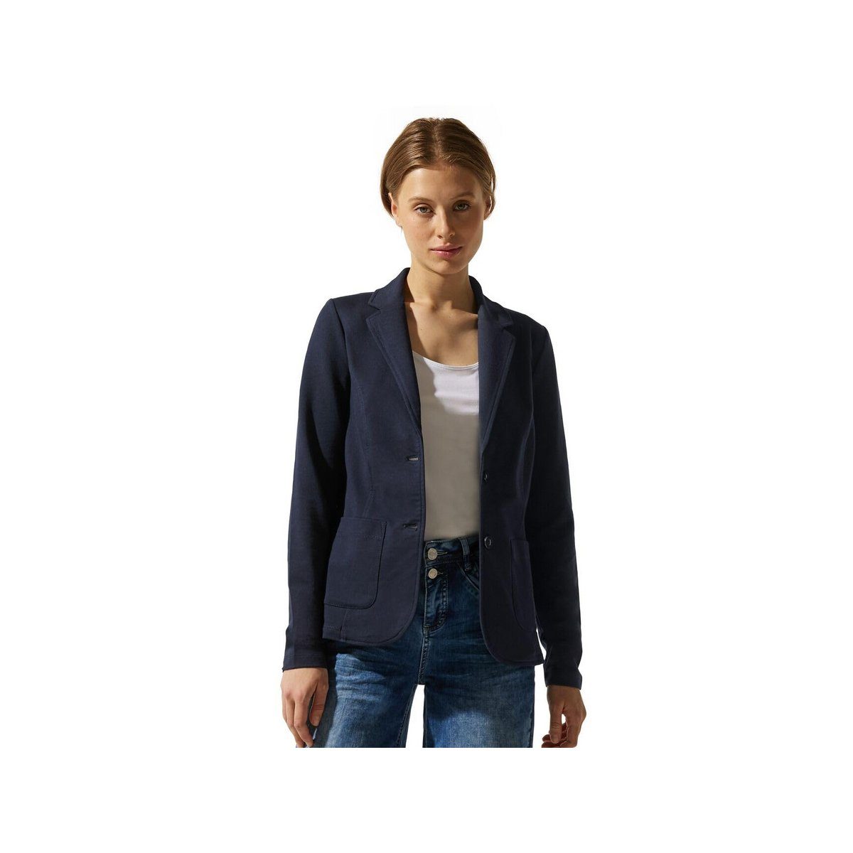 blau Strickjacke deep (1-tlg) blue textil STREET passform ONE