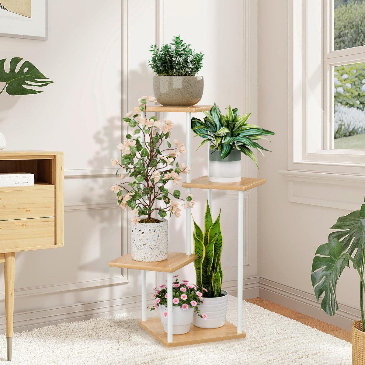 Simloveve Blumenständer Pflanzenständer 4 Etagen Pflanzenregal Blumenregal günstig online kaufen