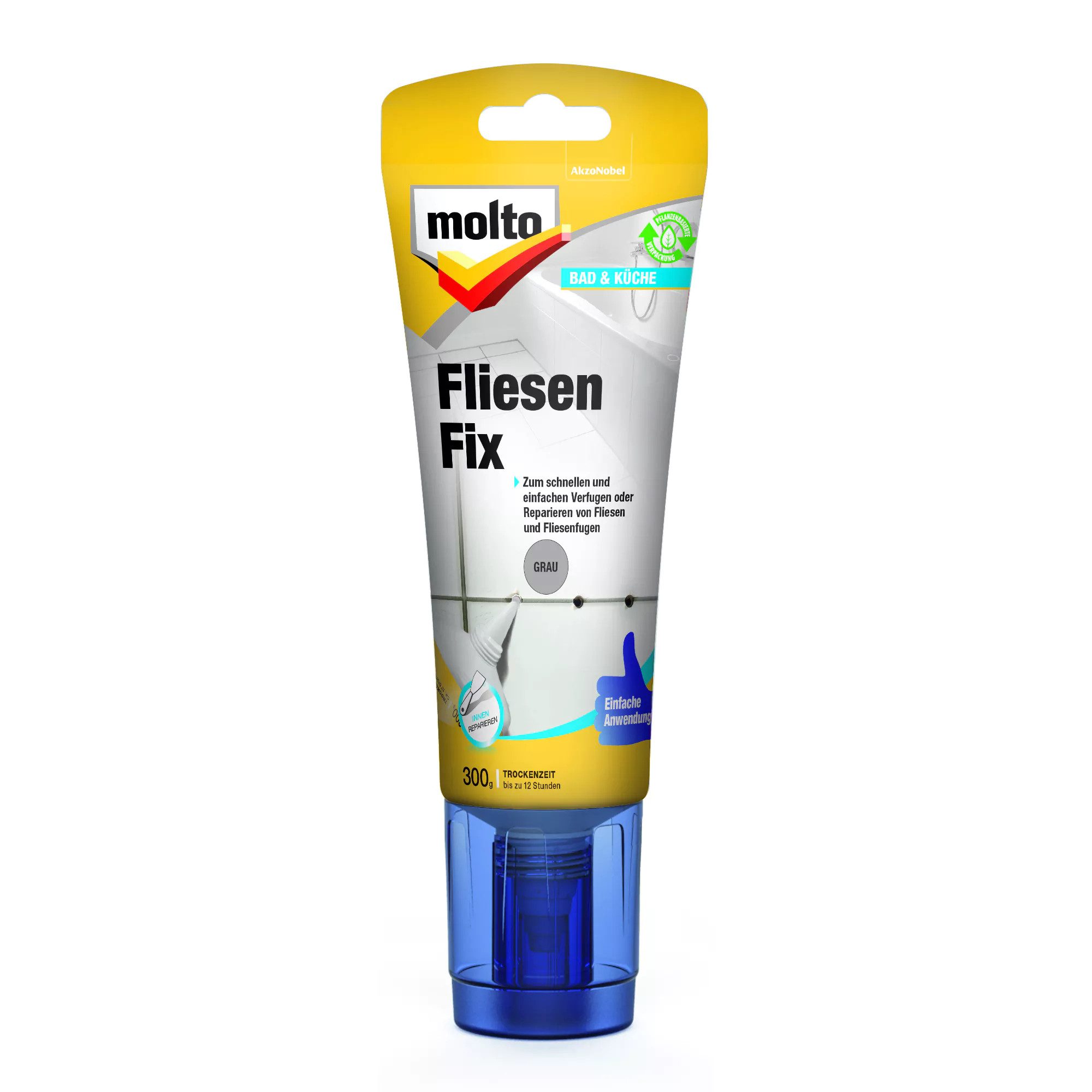 Molto Fliesenkleber Fliesenfix Molto 300g Fugen und Reparieren Fliesen Weiß/Grau