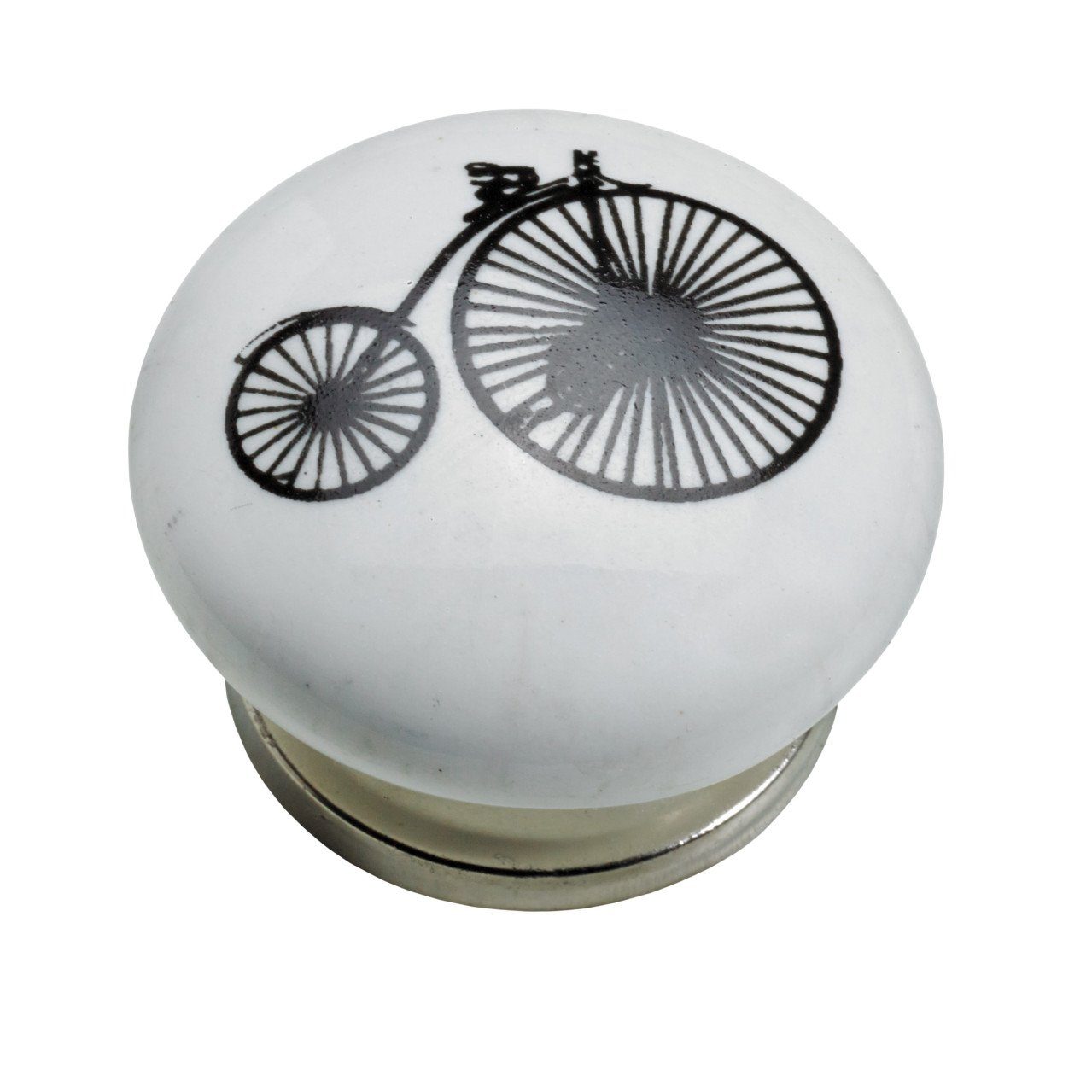 Möbelknopf Hettich Möbelknopf Keramik weiß mit Fahrrad II Ø