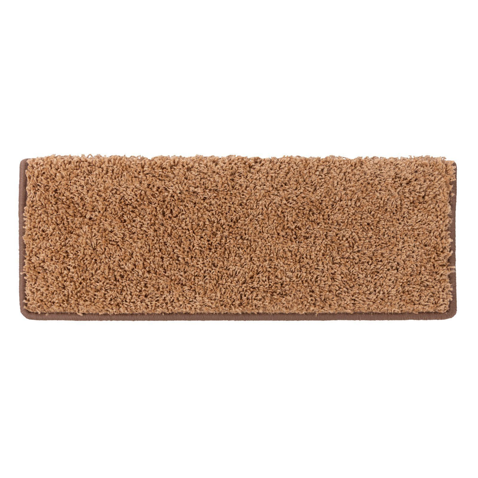 Floordirekt Stufenmatte Shaggy Barcelona mit Klebestreifen, Trittschalldämmung & Pflegeleicht, Rechteckig, Höhe: 220 mm, Treppenteppich mit Anti-Rutsch-Beschichtung in Rechteckig & Halbrund