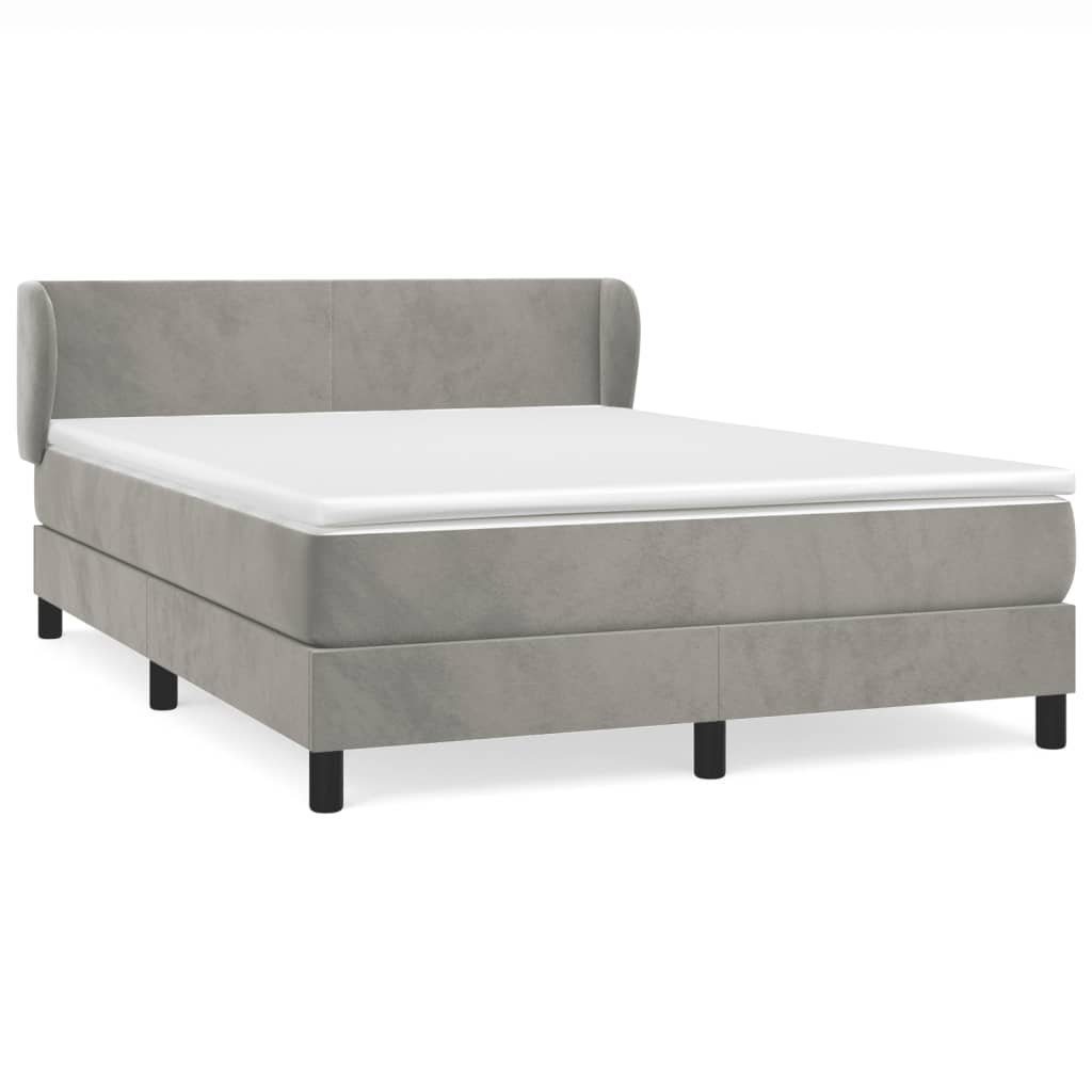 Boxspringbett 140 x 200 cm Boxspringbett mit Matratze Hellgrau 140x200 cm Samt Bett
