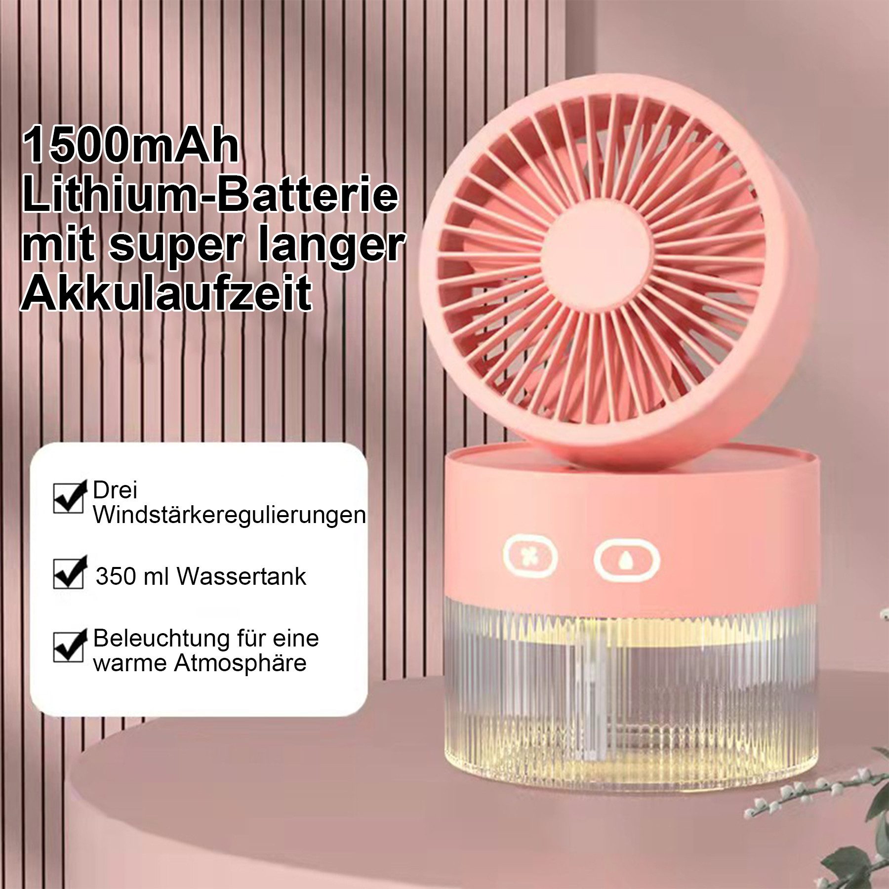 Senmudi Tischventilator Tragbarer Handventilator mit Wassernebel,1500mAh günstig online kaufen