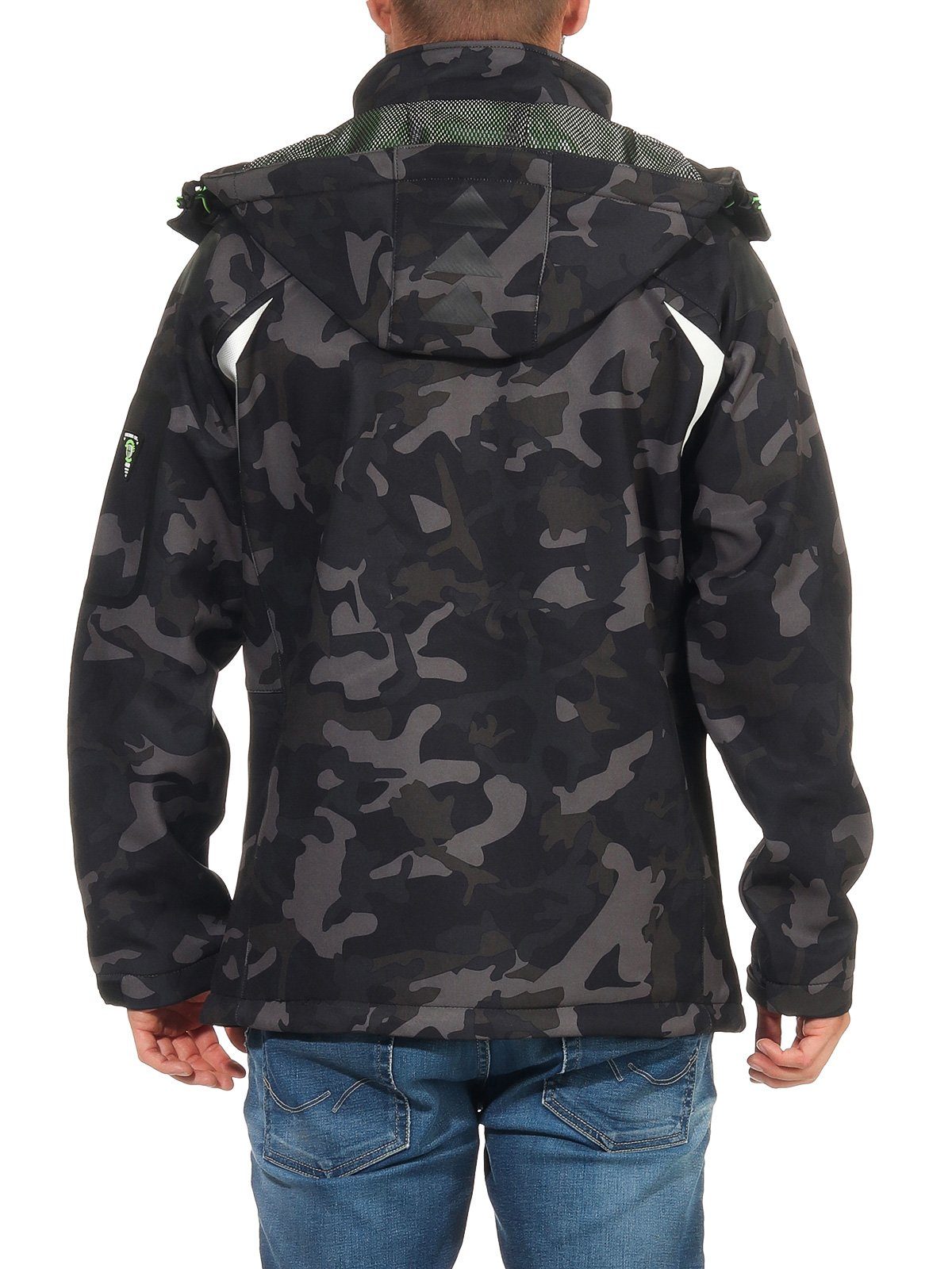 Geographical Norway Softshelljacke Herren Softshell Wander Sport Übergangsjacke Trekking Jacke in Unifarbe, mit abnehmbarer Kapuze, mit Stehkragen