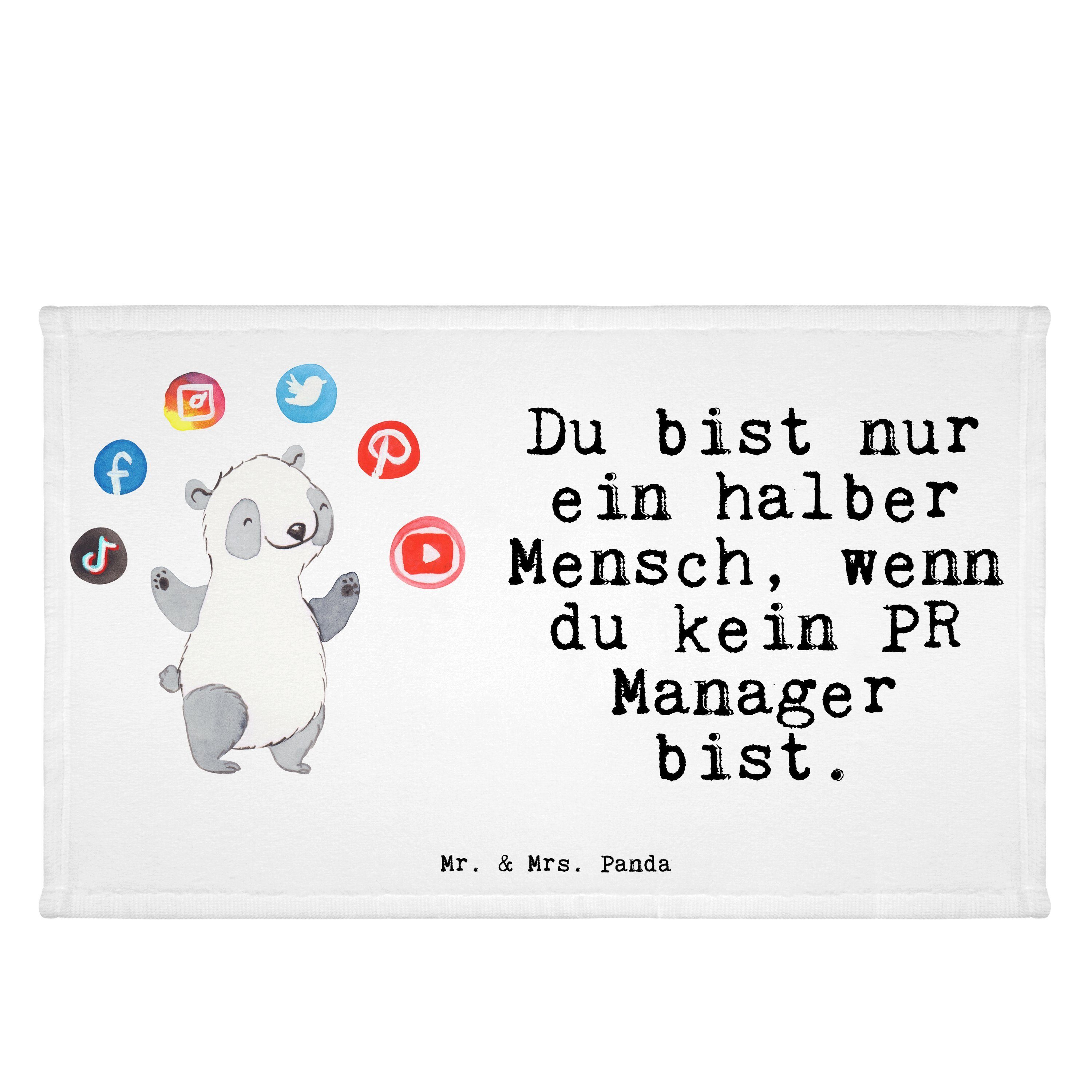 Mr. & Mrs. Panda Handtuch, mit - Handtuch PR (1-St) Arbeitskollege, Sport Geschenk, Herz Manager Weiß 