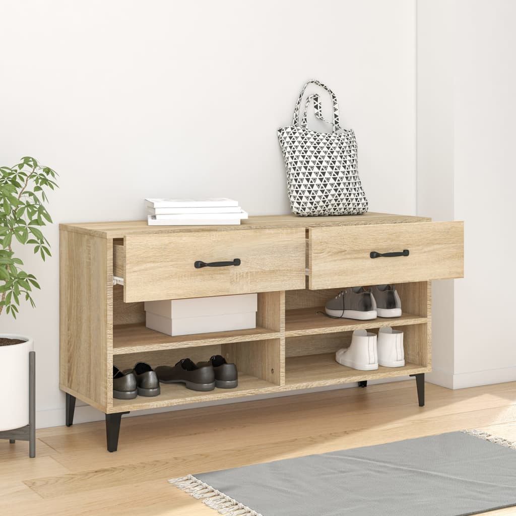 vidaXL Schuhschrank NA Schuhschrank Sonoma Eiche 102x35x55 cm Spanplatte