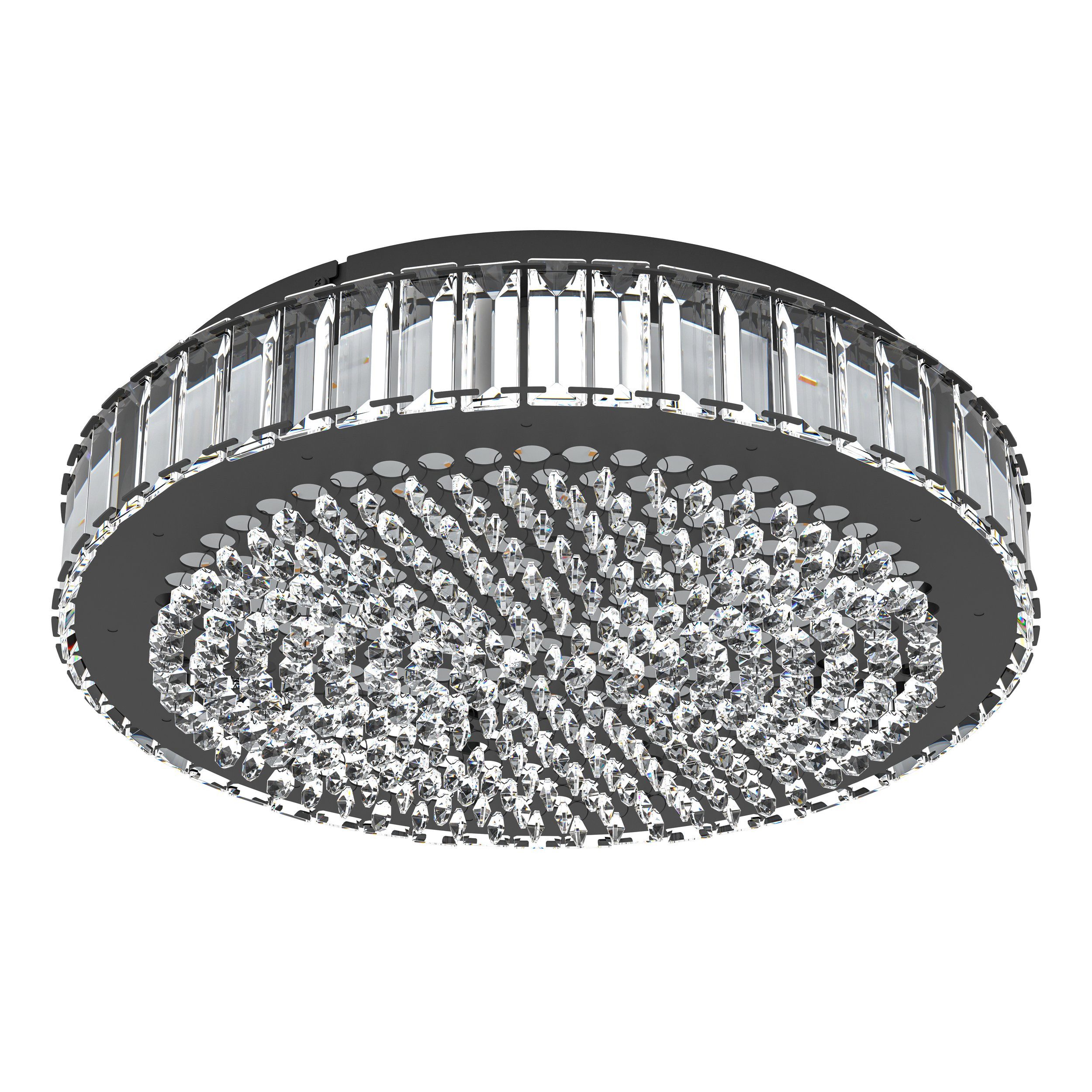 EGLO LED Deckenleuchte Balparda, Leuchtmittel inklusive, LED Kristall Deckenlampe aus schwarzem Metall und Glas Ø 41 cm