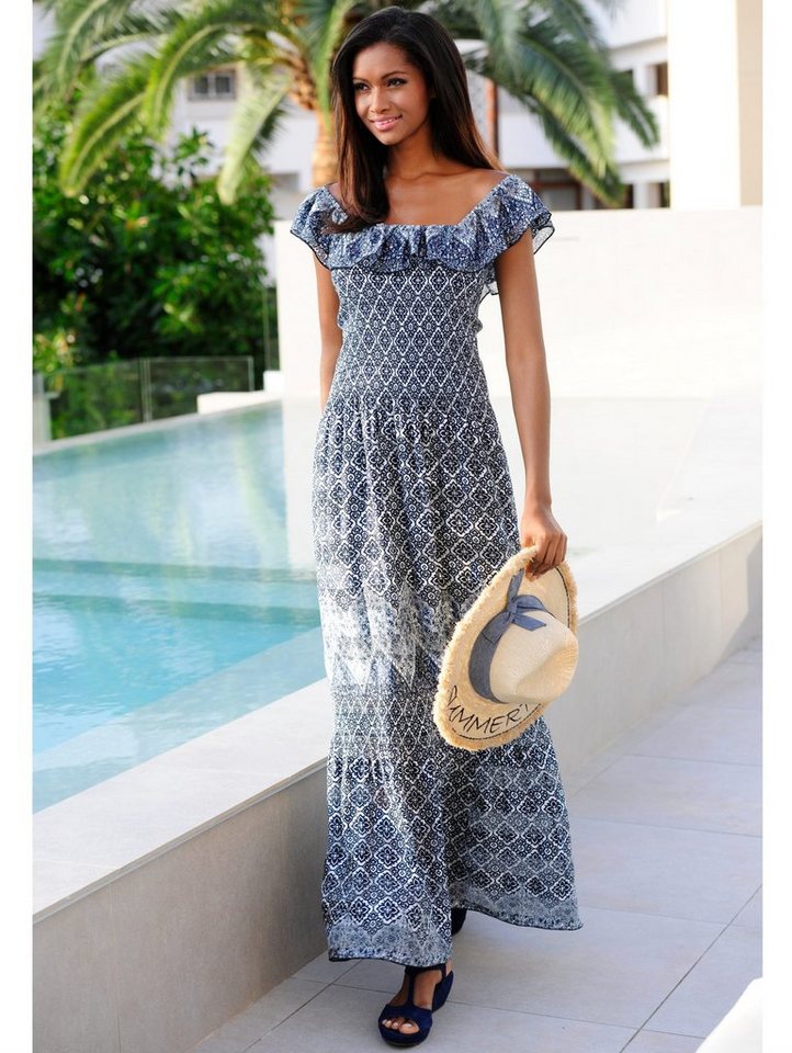 Alba Moda Kleid im Carmen-Stil in blau