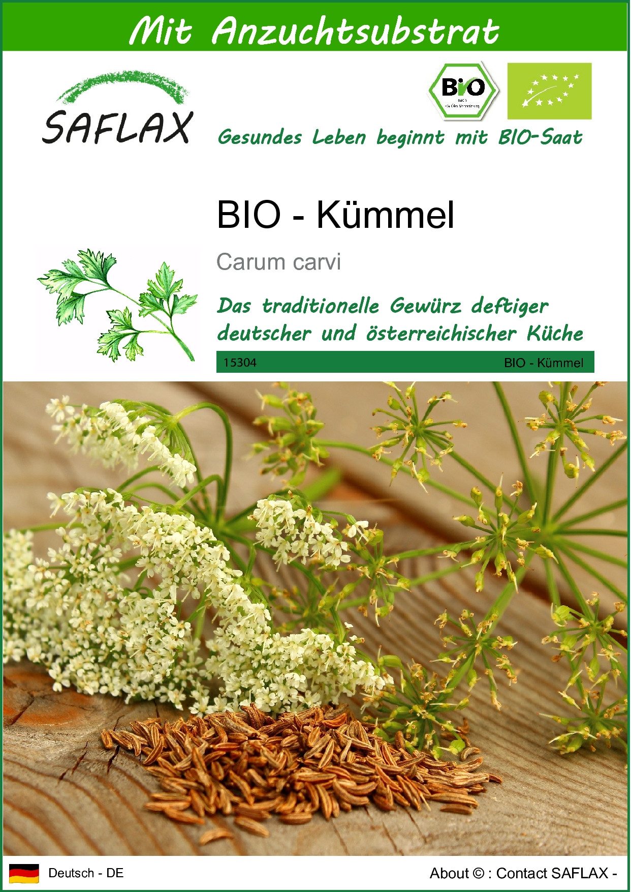 SAFLAX Kräutersamen SAFLAX - Samen und Substrat - BIO - Kümmel