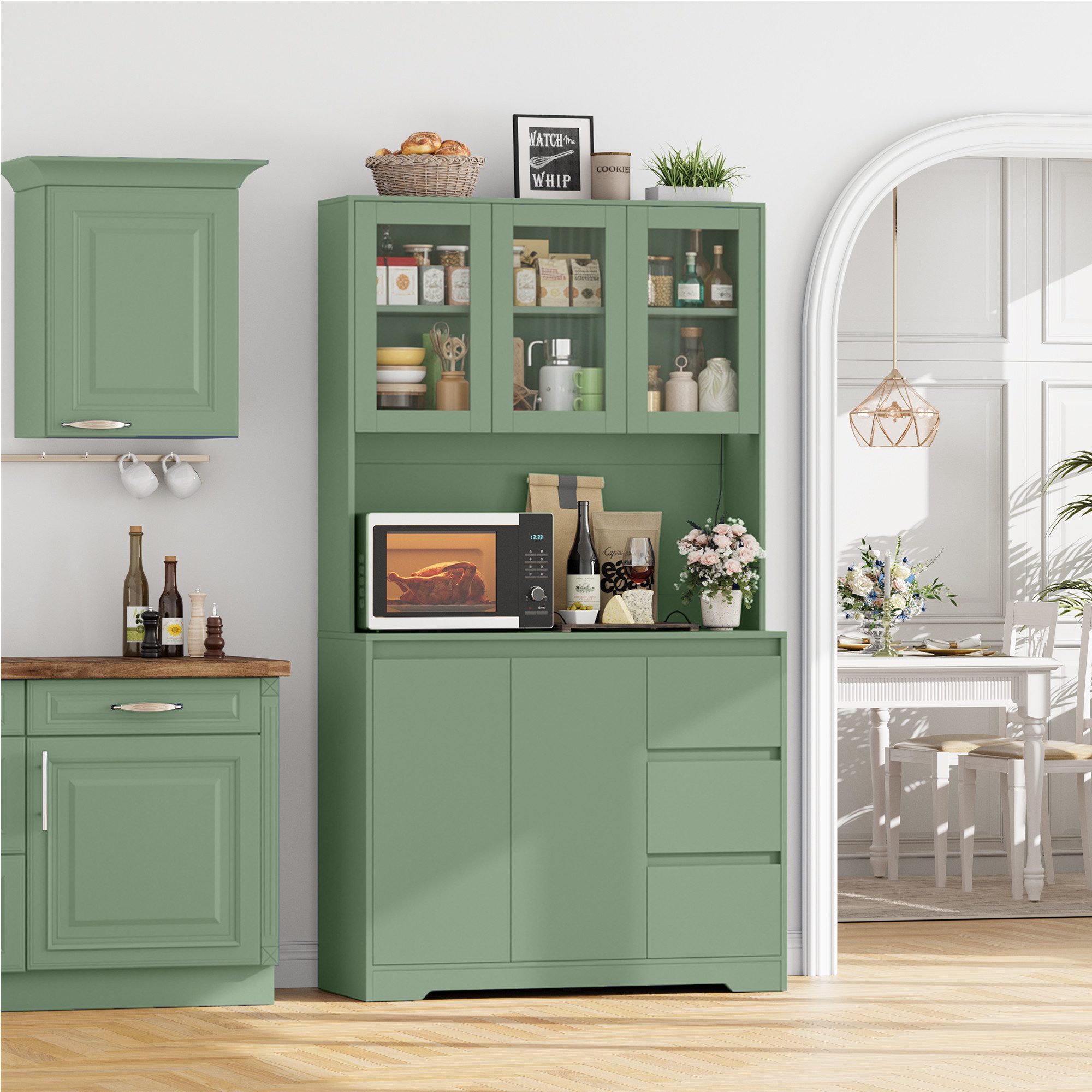 Homfa Küchenbuffet mit LED Küchenschrank Buffetschrank günstig online kaufen