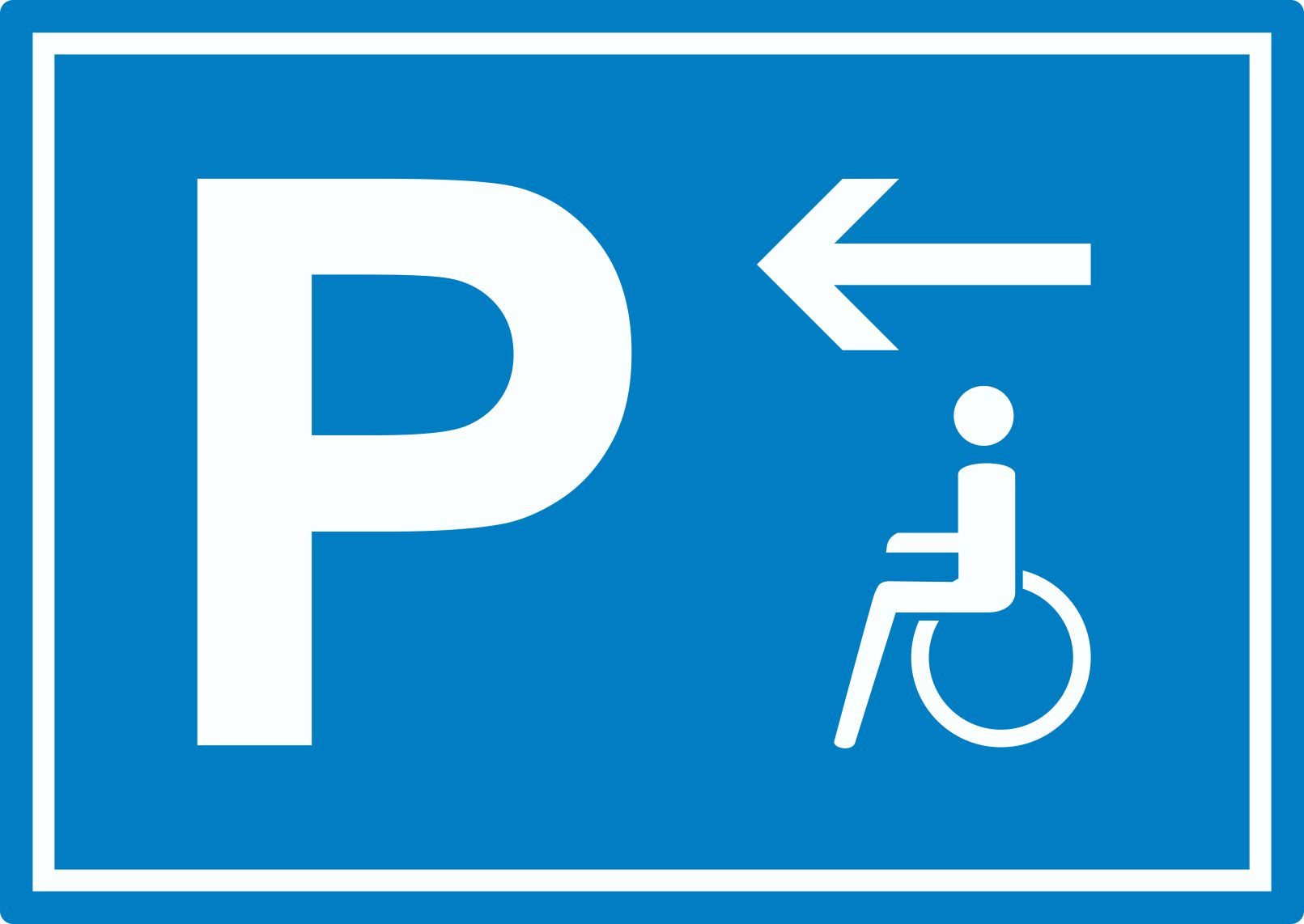 HB-Druck Aufkleber Behinderten Parkplatz Aufkleber mit Richtungspfeil links waagerecht, wetterfest, UV-beständig, kratzfest