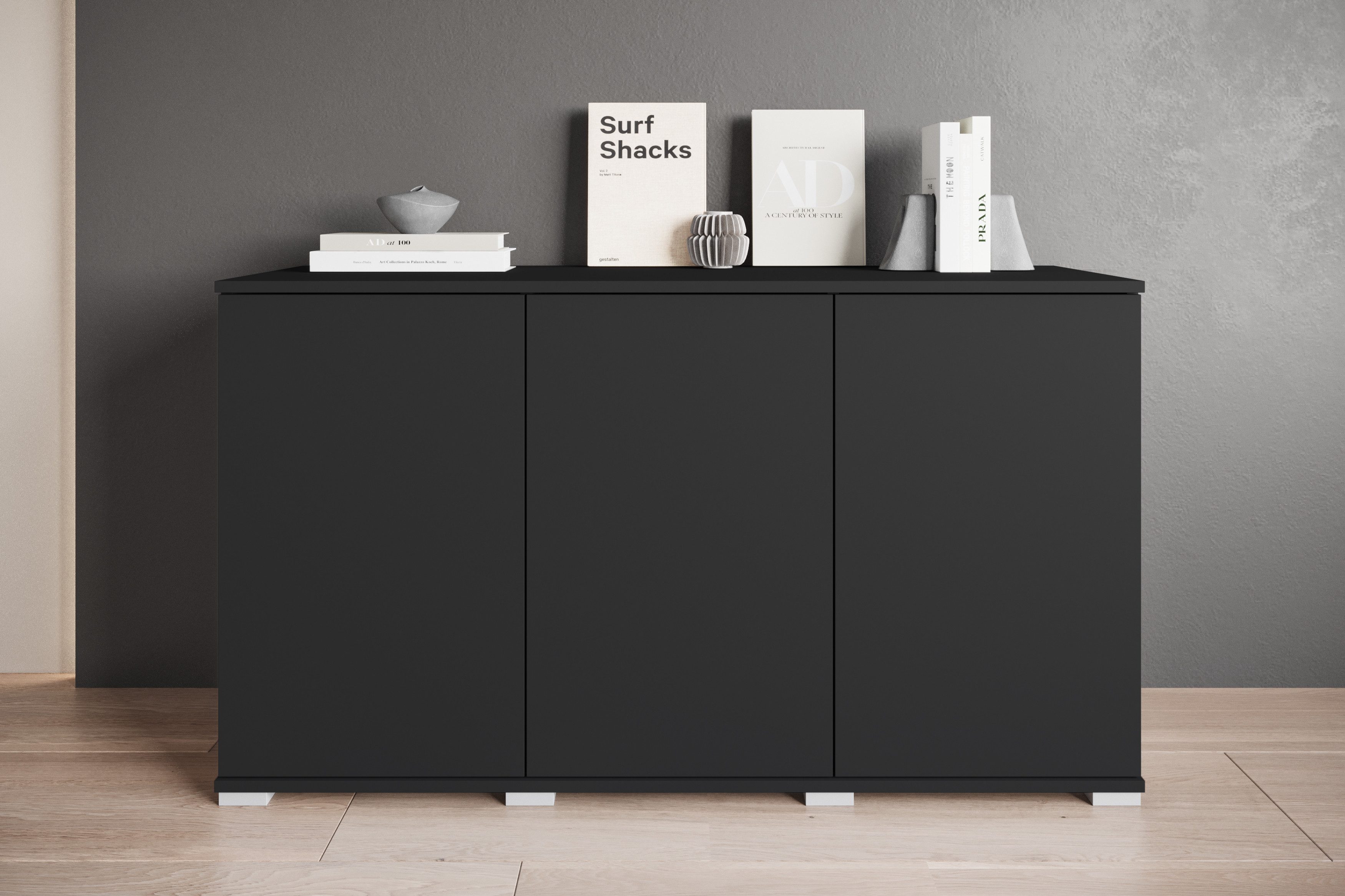INOSIGN Sideboard Kenia, moderne grifflose Kommode mit 3 Türen, Breite 120 cm (1 St), Push-to-Open-Fronten, höhenverstellbaren Einlegeböden