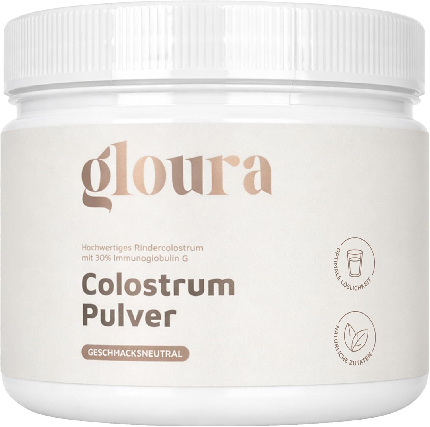 Gloura Premium Colostrum Pulver 120g, 100% reines Rindercolostrum mit 30% IgG Pulver, 1 er 120 g, Frei von Zusatzstoffen, geschmacksneutral, gut löslich