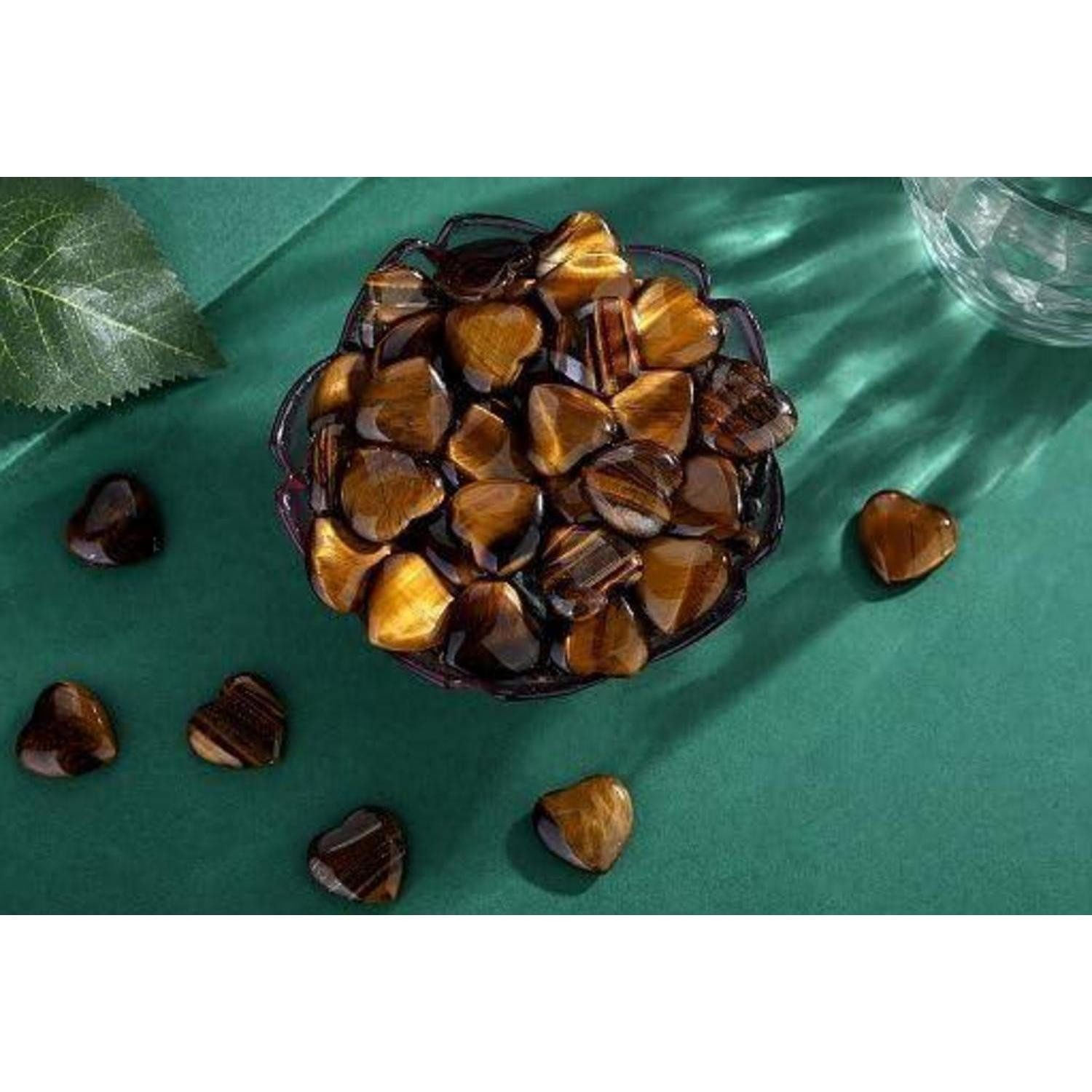 LuxusKollektion Edelstein Tigerauge Herz Stein Heilkristalle Edelsteine 20er Set 20mm