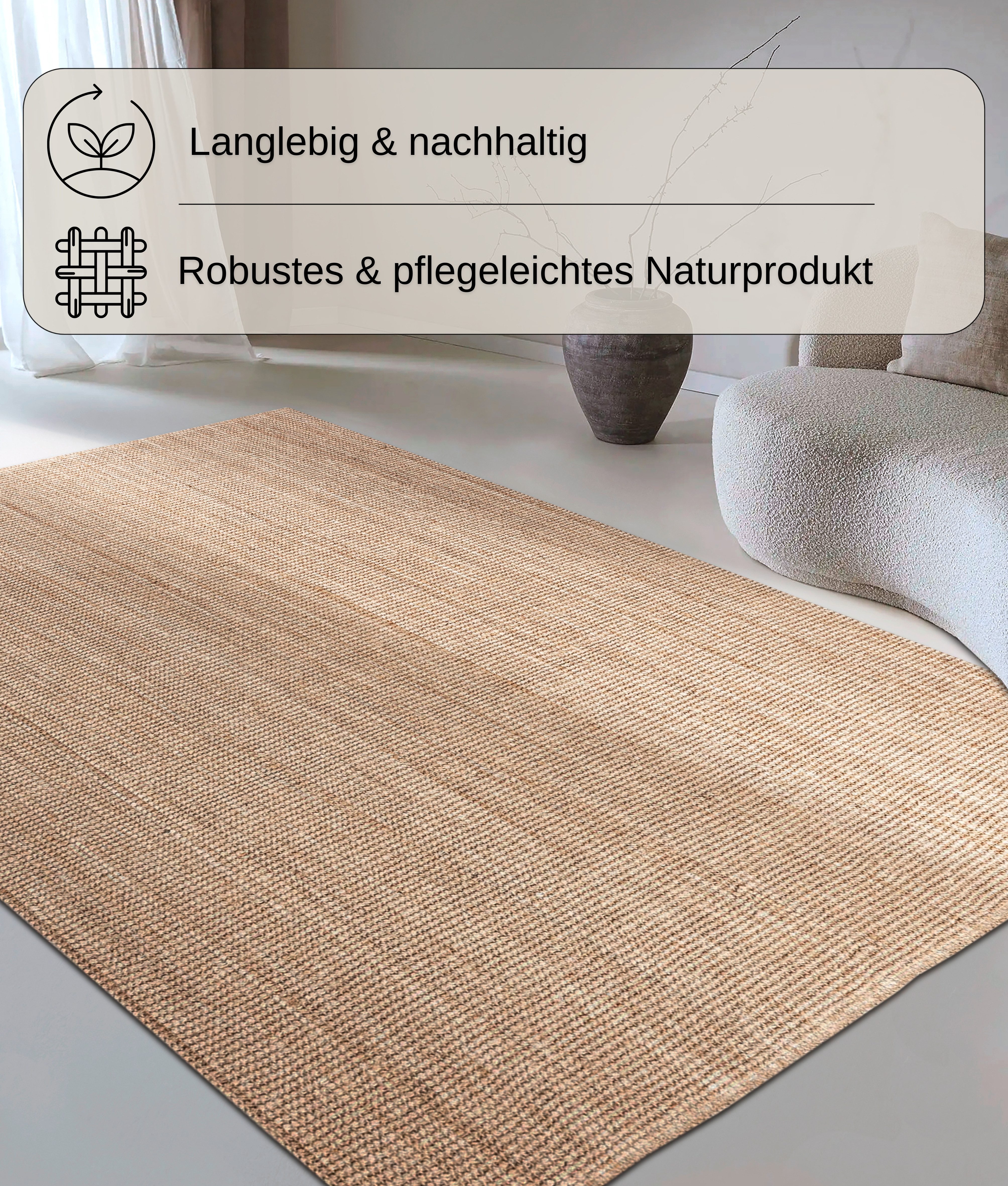 my home Teppich Avot Juteteppich, rechteckig, günstig online kaufen