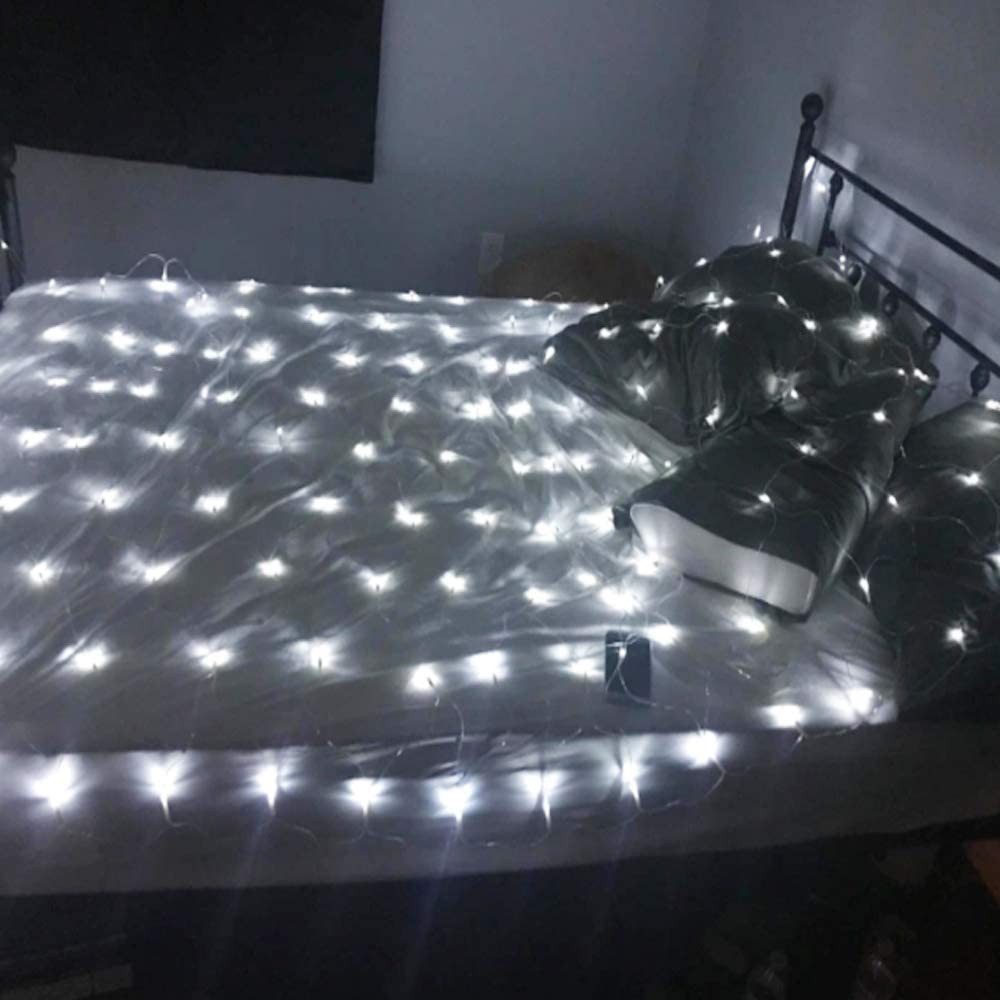 Rosnek Lichternetz 8 Beleuchtungsmodi, für Hochzeit Weihnachten Party Urlaub, LED-Lichterkette, 1.5x1.5M/2x2M/3x2M/6x4M