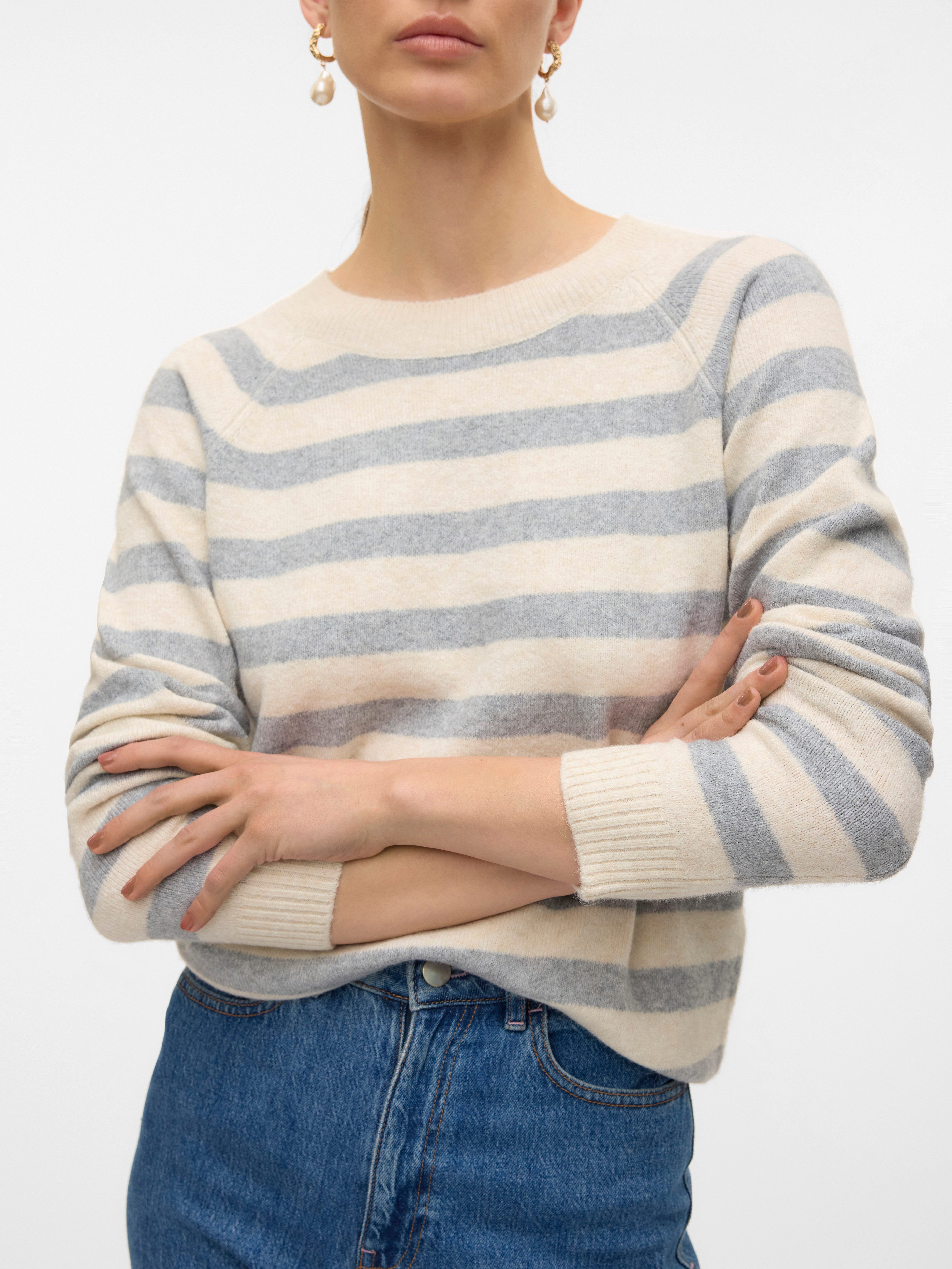 Vero Moda Rundhalspullover VMDOFFY LS O-NECK BLOUSE GA NOOS Materialmix, re günstig online kaufen