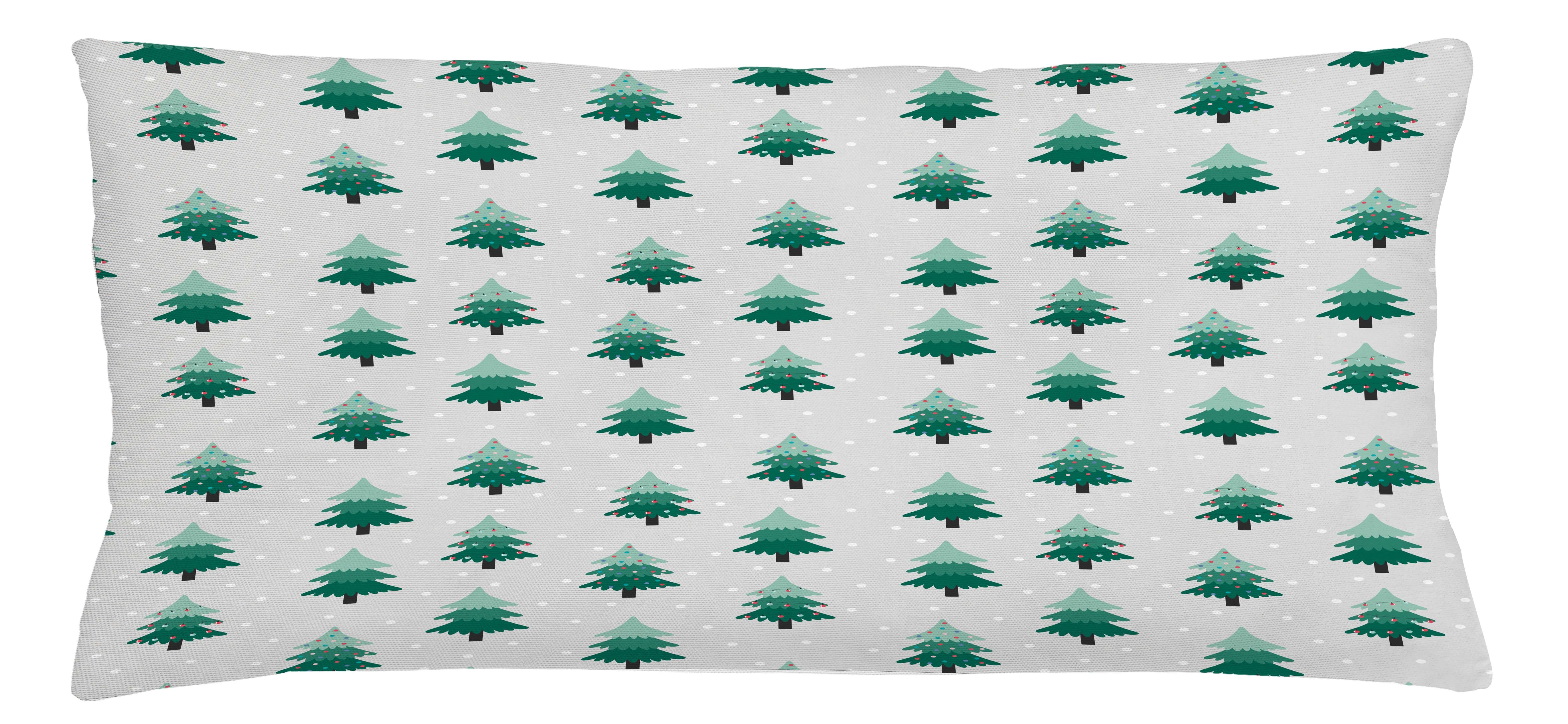 Kissenbezüge Reißverschluss Kissenhülle mit Farbfesten Farben Beidseitiger Druck, Abakuhaus (1 Stück), Grünes Weihnachten Zier Pines Snows