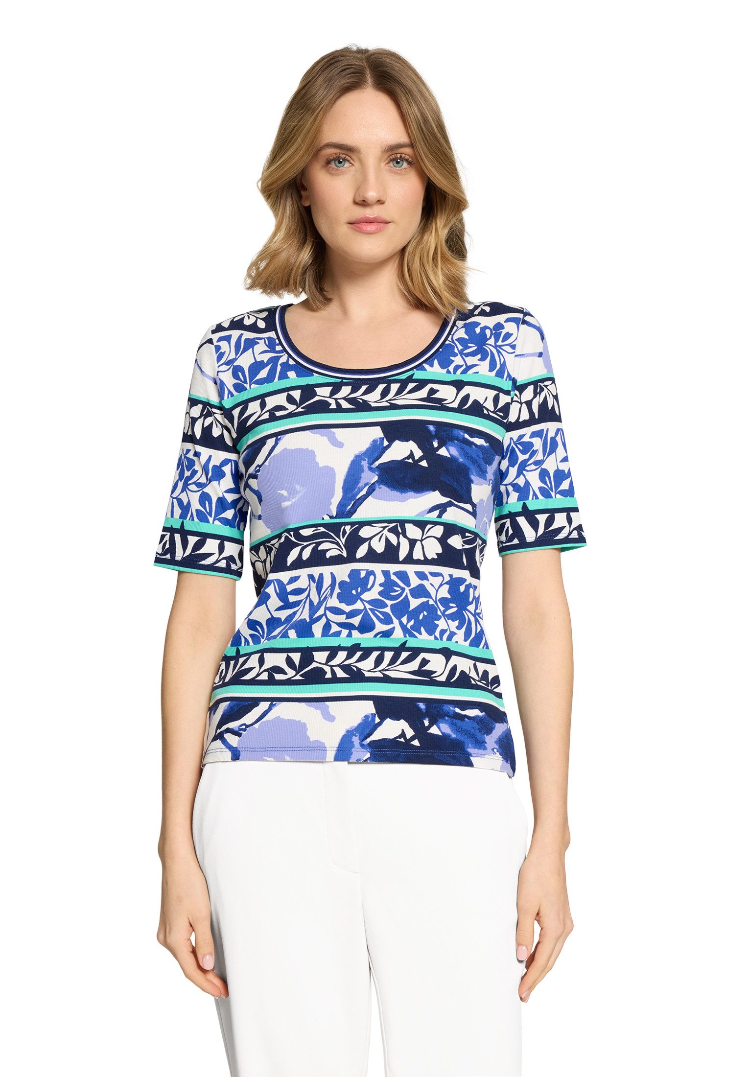 Kurzarmshirt Damen mit Rippenstruktur