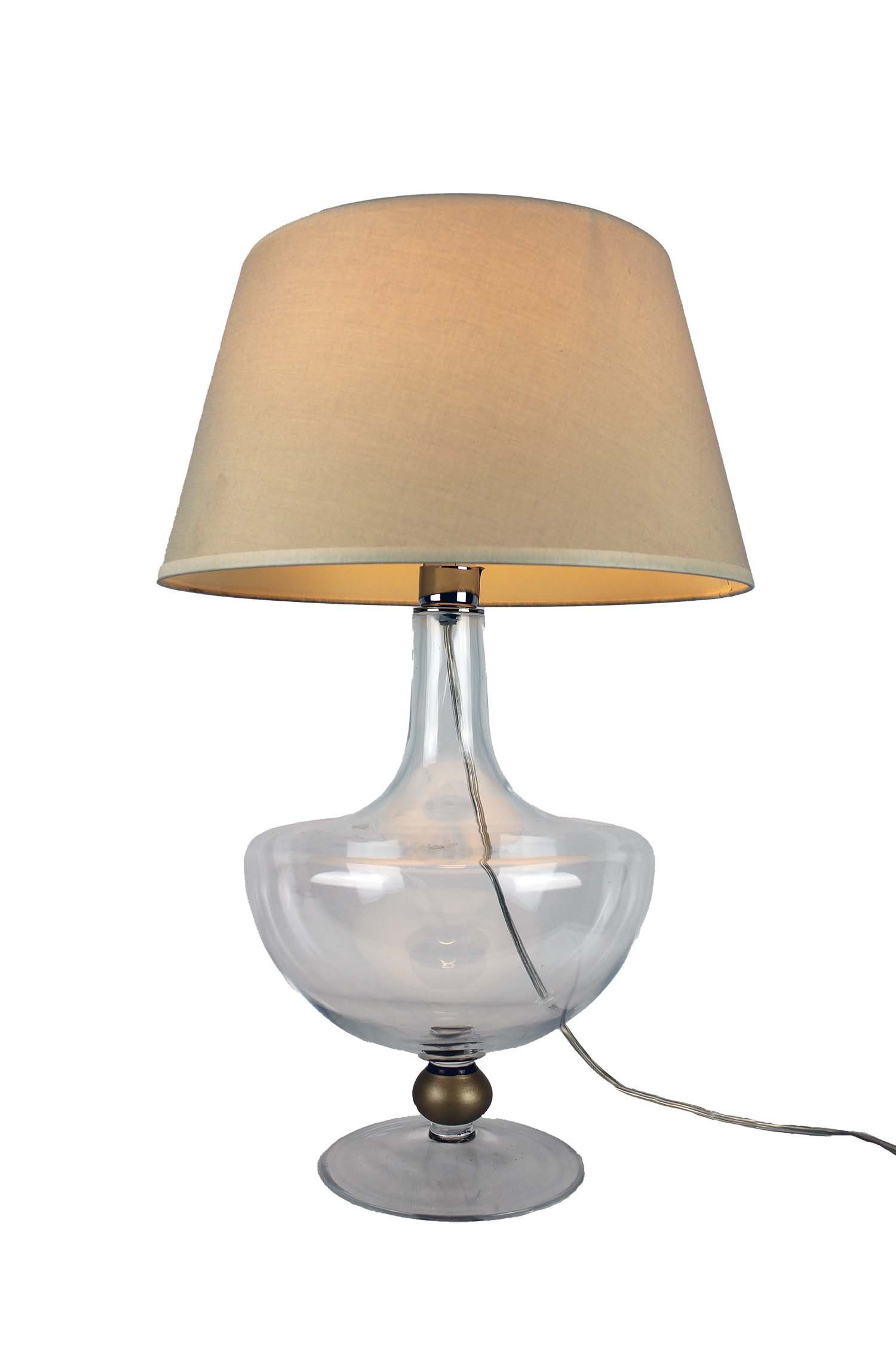 Signature Home Collection Nachttischlampe Glaslampe klar bauchig klassisch mit Lampenschirm, ohne Leuchtmittel, warmweiß, Glaslampe im klassischen Stil