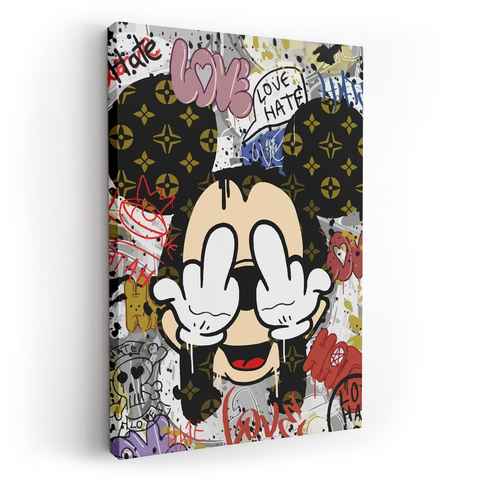 ArtMind XXL-Wandbild Micky - Love & Hate, Premium Wandbilder als Poster & gerahmte Leinwand in 4 Größen, Wall Art, Bild, Canva