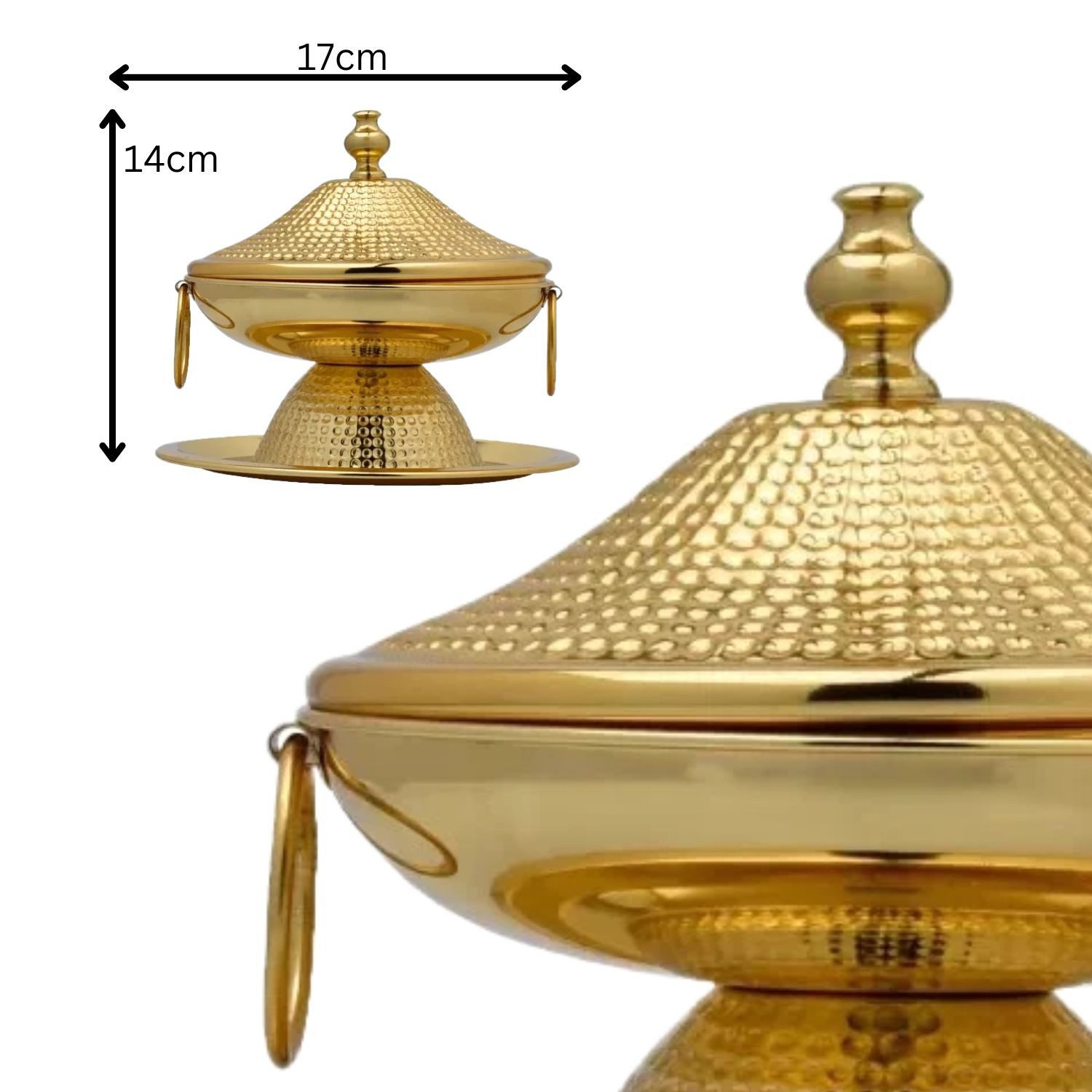 Marrakesch Orient & Mediterran Interior Zuckerdose Orientalische Zuckerdose Kahina handgefertigt aus Messing, Gold 17 cm, Edelstahl, (1-tlg), Handarbeit